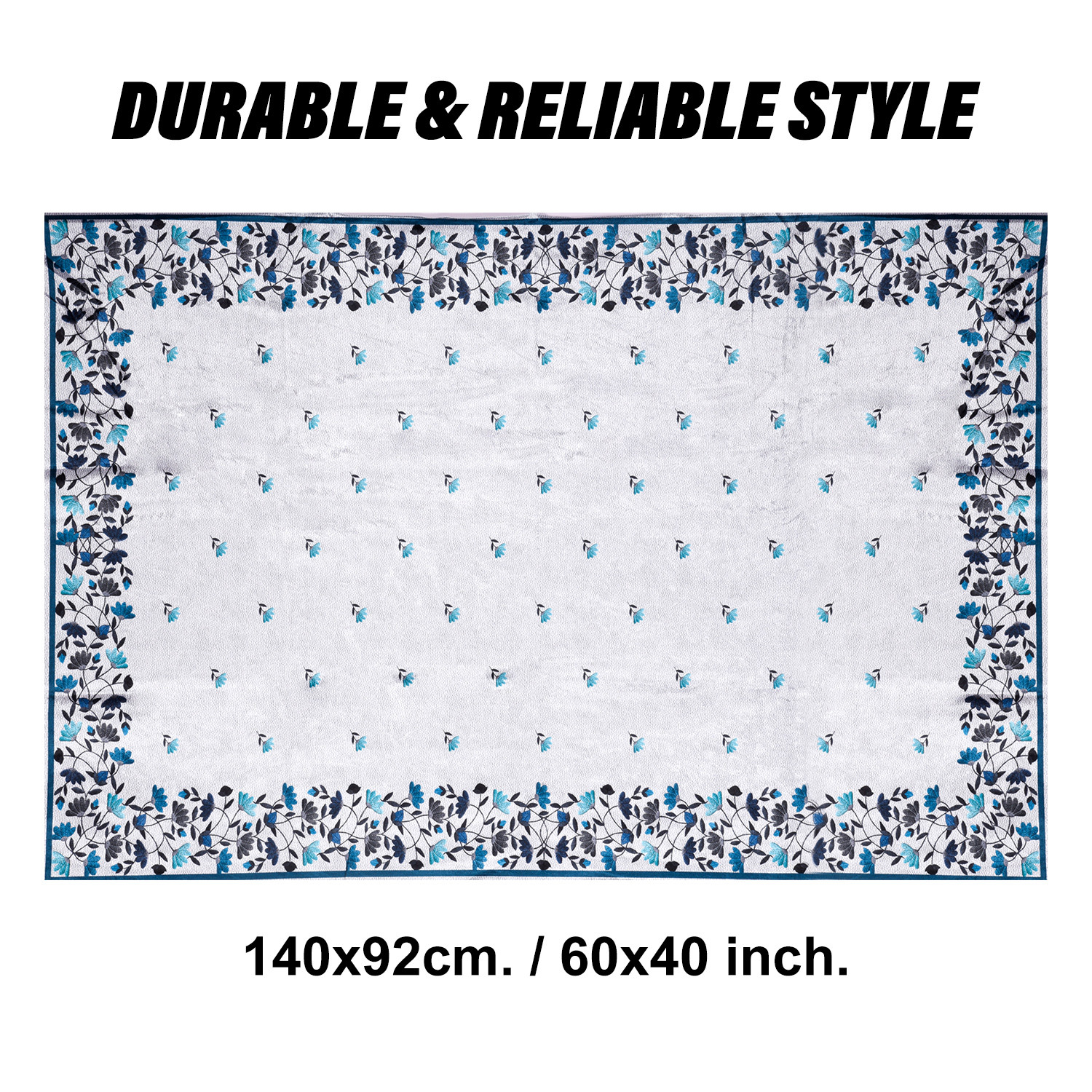 Kuber Industries Center Table Cover | Velvet Sparkle Table Cover | Blue Digital Leaf Table Cover | Reusable Cloth Cover for Table Top | Table Protector Cover | 40x60 Inch | Gray