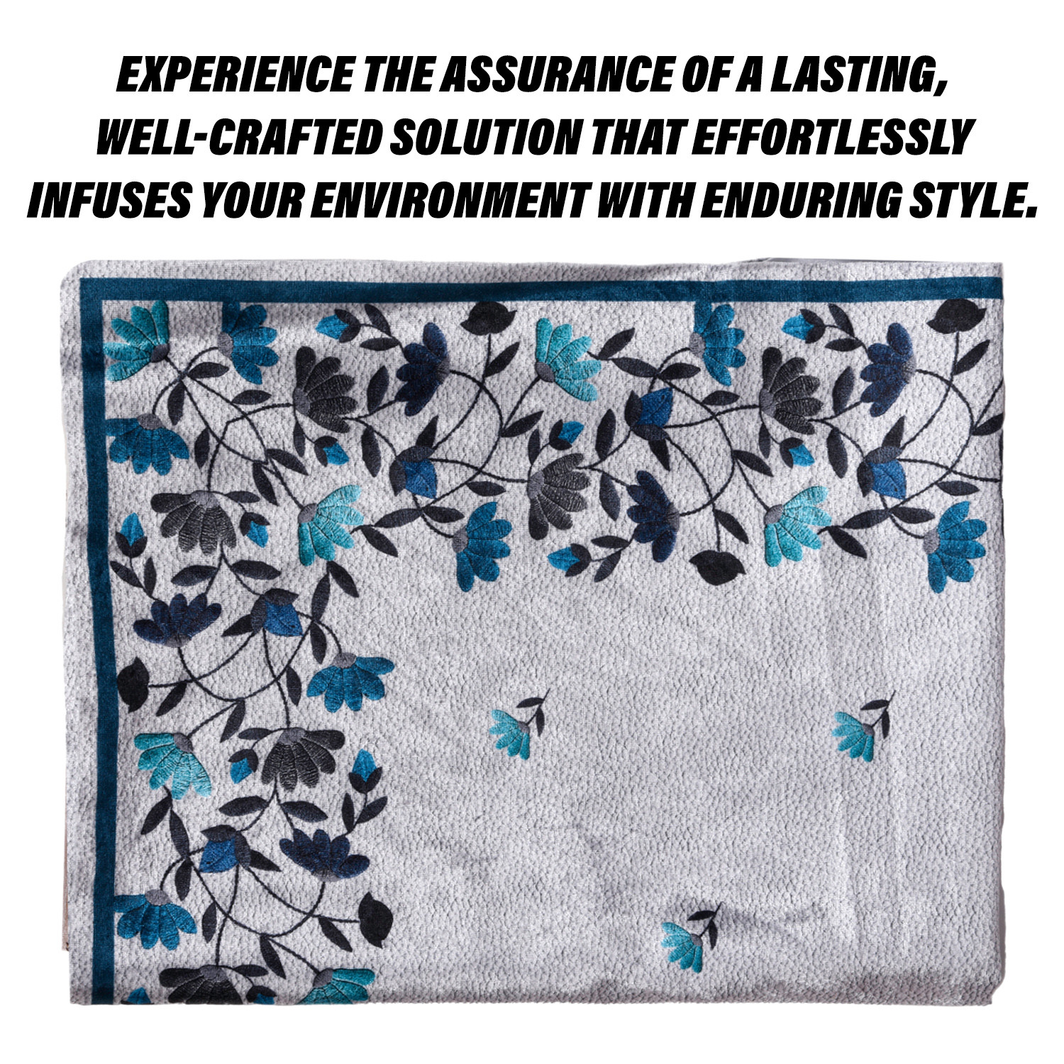 Kuber Industries Center Table Cover | Velvet Sparkle Table Cover | Blue Digital Leaf Table Cover | Reusable Cloth Cover for Table Top | Table Protector Cover | 40x60 Inch | Gray
