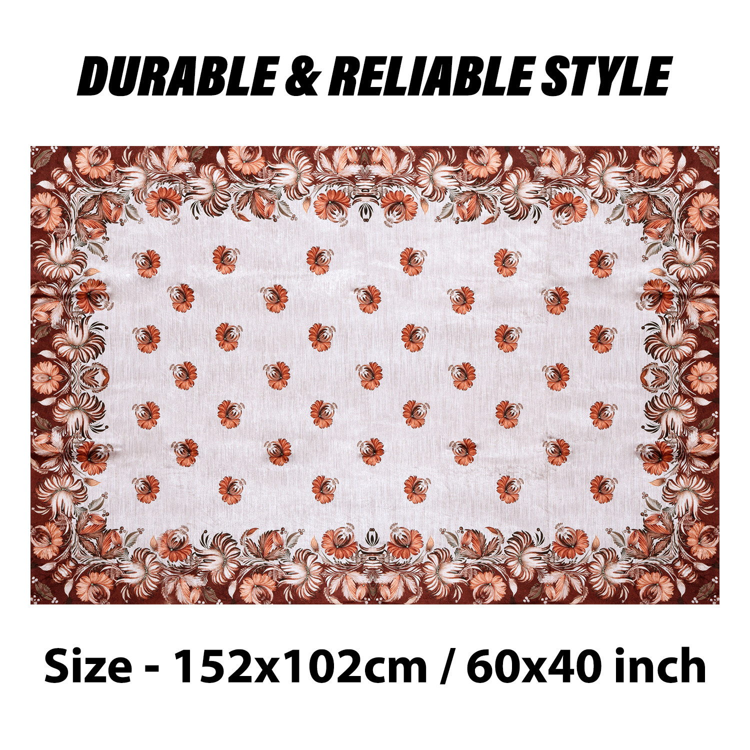 Kuber Industries Center Table Cover | Velvet Sparkle Table Cover | Brown Digital Flower Table Cover | Reusable Cloth Cover for Table Top | Table Protector Cover | 40x60 Inch | Golden