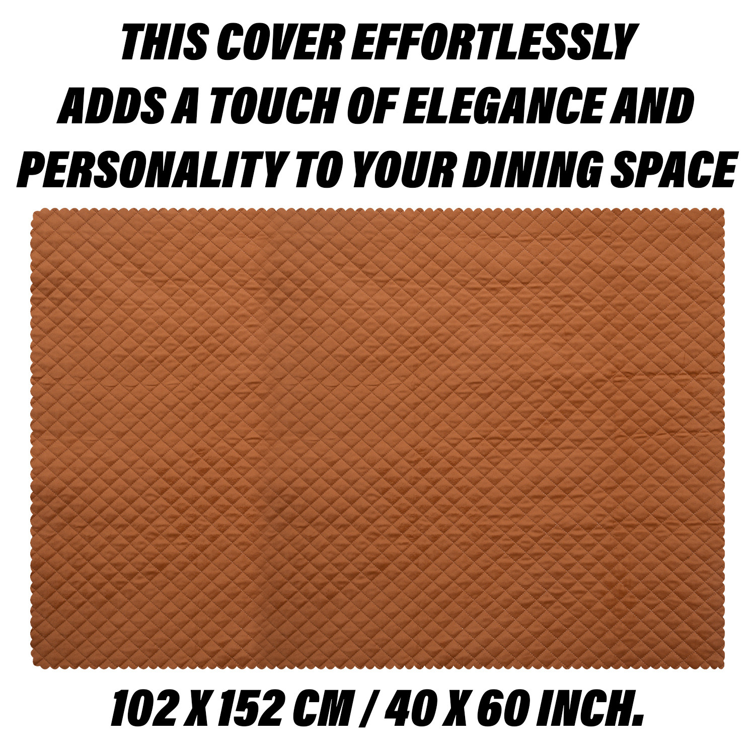 Kuber Industries Center Table Cover | Velvet Table Cover | Quilted Center Table Cover | Reusable Cloth Cover for Table Top | Table Protector Cover | 40x60 Inch | Brown