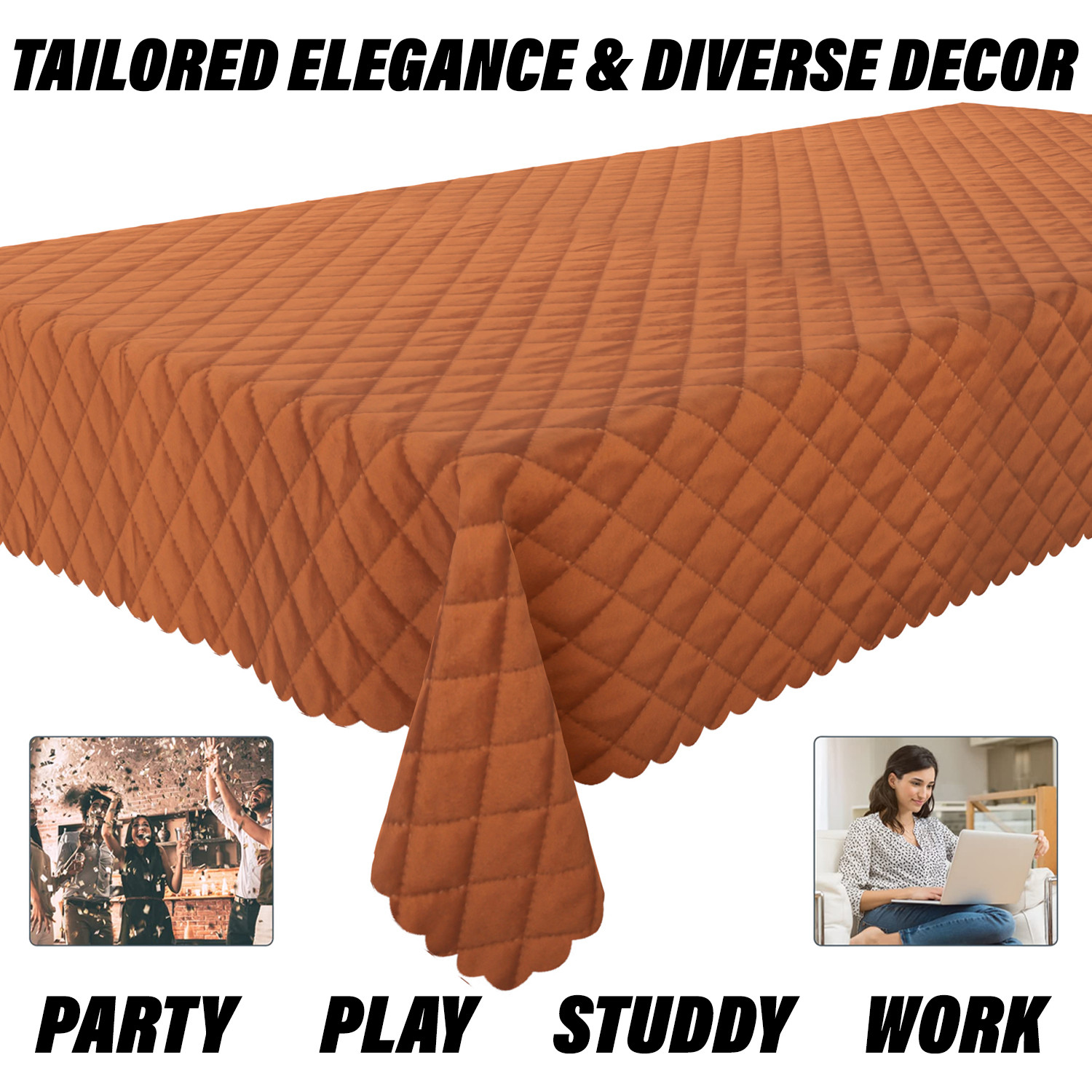 Kuber Industries Center Table Cover | Velvet Table Cover | Quilted Center Table Cover | Reusable Cloth Cover for Table Top | Table Protector Cover | 40x60 Inch | Brown