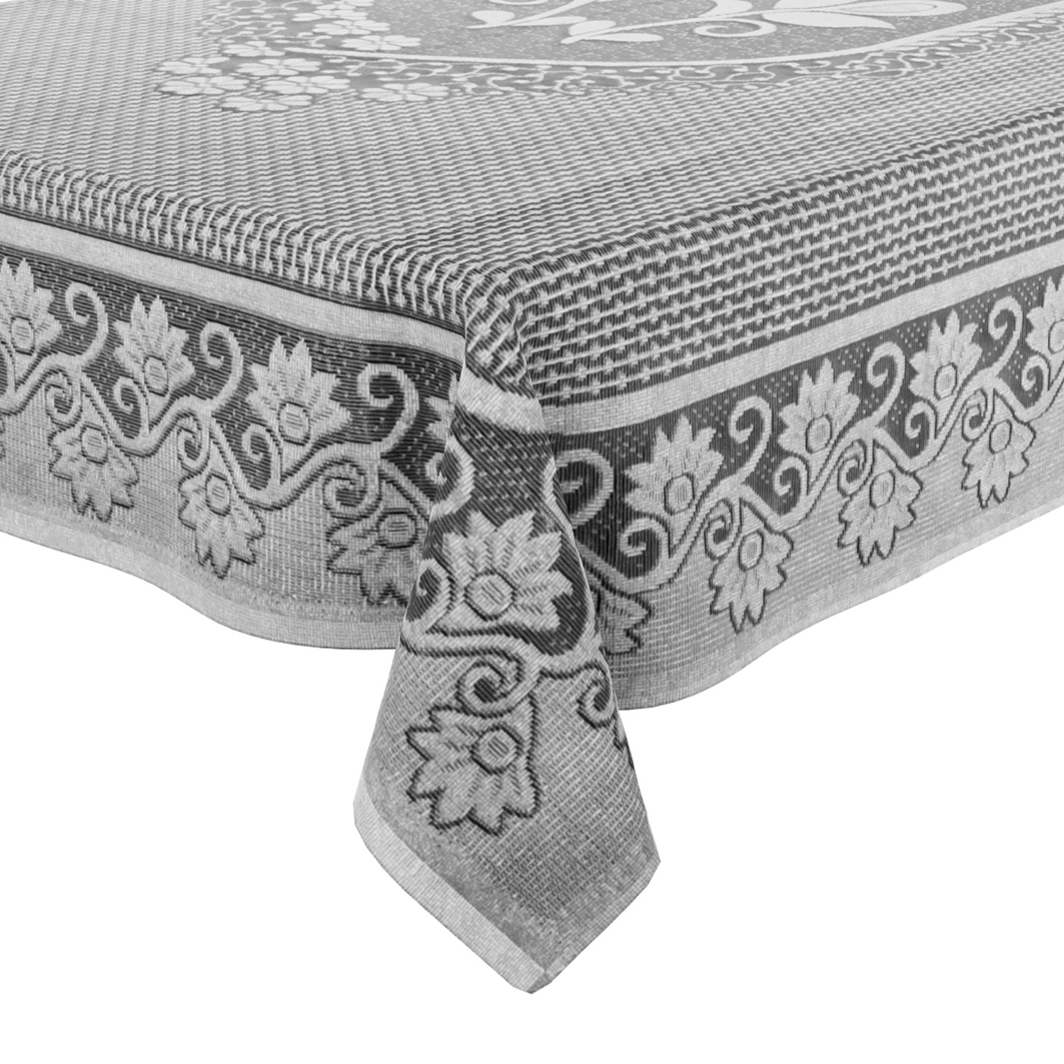 Kuber Industries Center Table Cover|Cotton Luxurious Net Floral S-19 Design|Stain-Resistant & Anti Skid Coffee Table Cover|40x60 Inch (White)