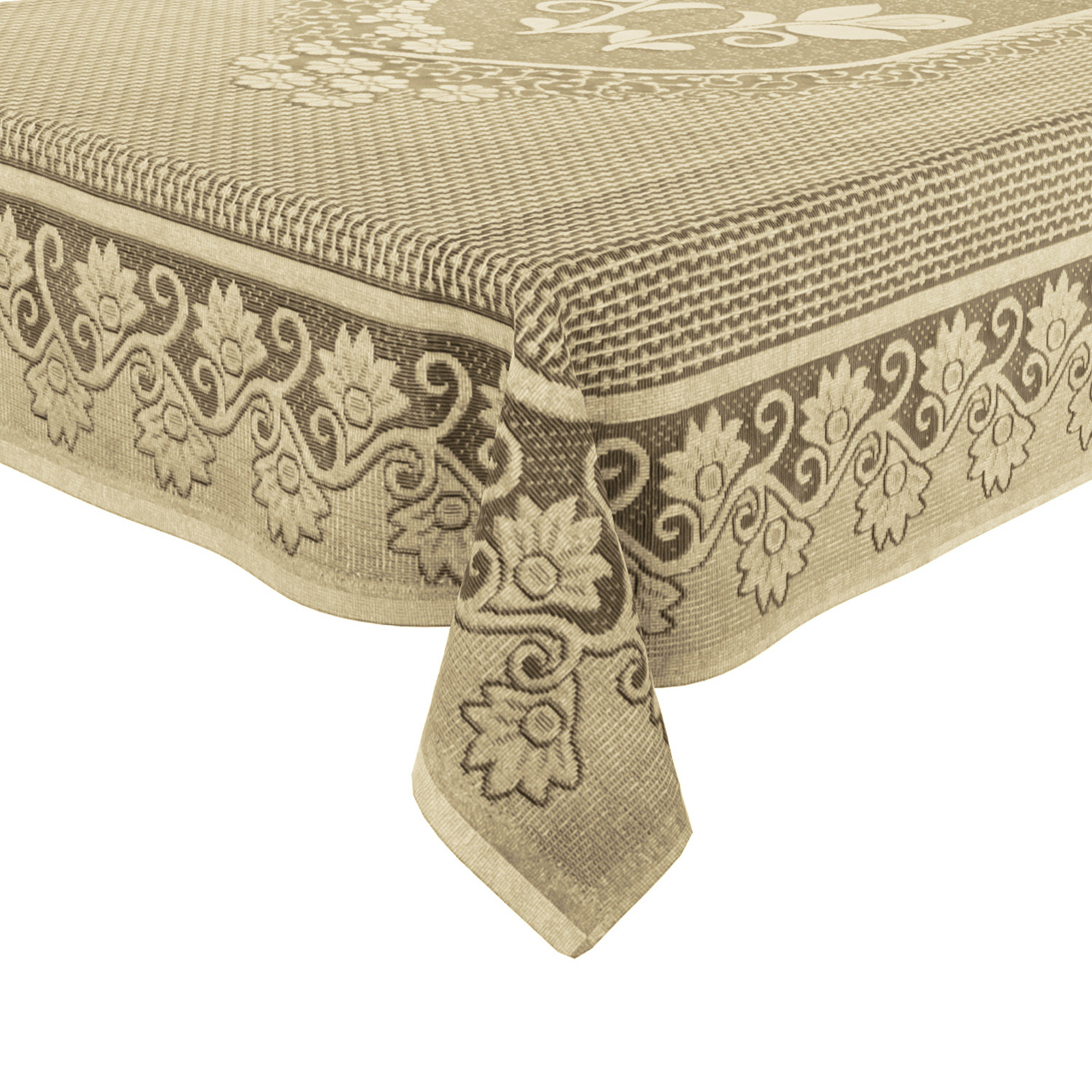 Kuber Industries Center Table Cover|Cotton Luxurious Net Floral S-19 Design|Stain-Resistant & Anti Skid Coffee Table Cover|40x60 Inch (Cream)