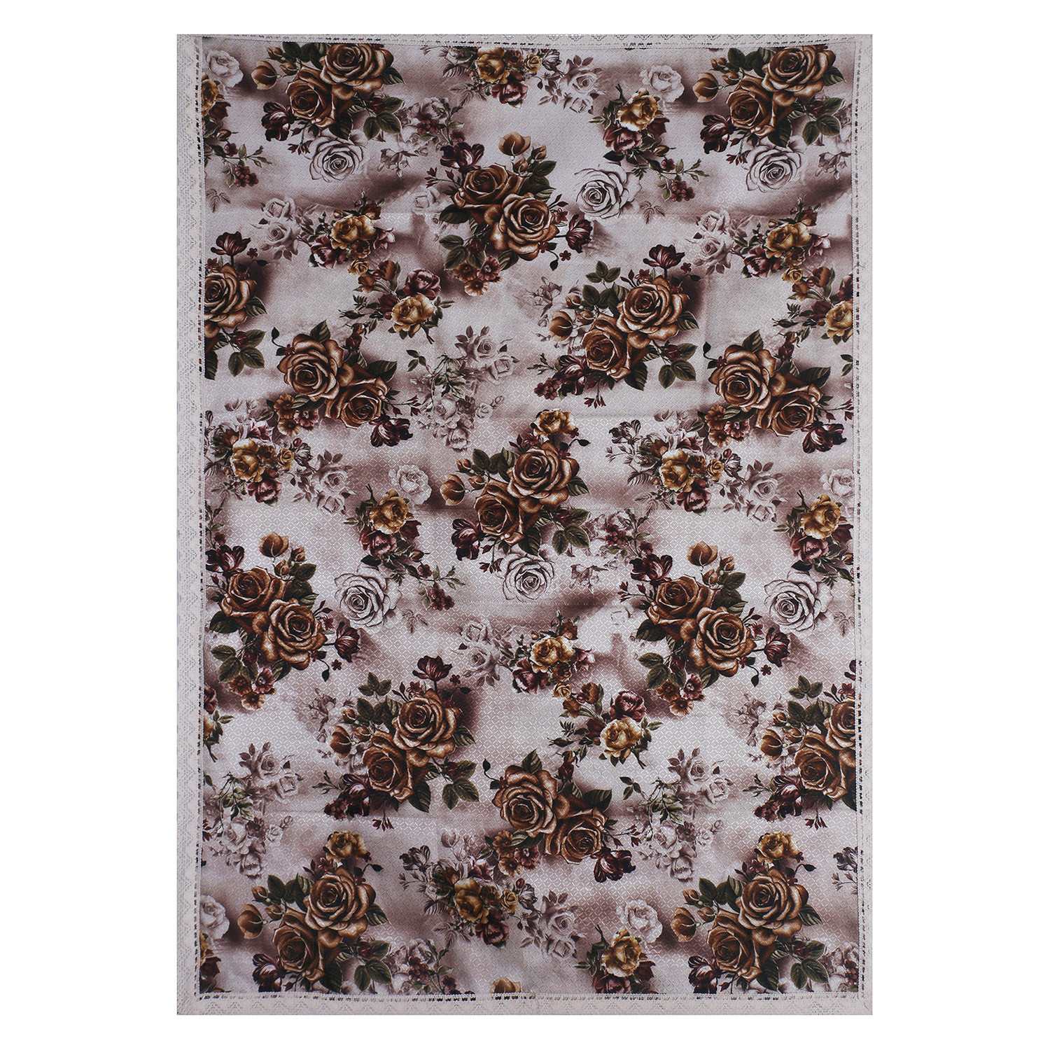 Kuber Industries Center Table Cover|Luxurious Gold Rose Pattern Faux Silk Tablecloth|Slip Resistant Protector Table Top Cover With Jutelace Border, 40x60 Inch (Gold)
