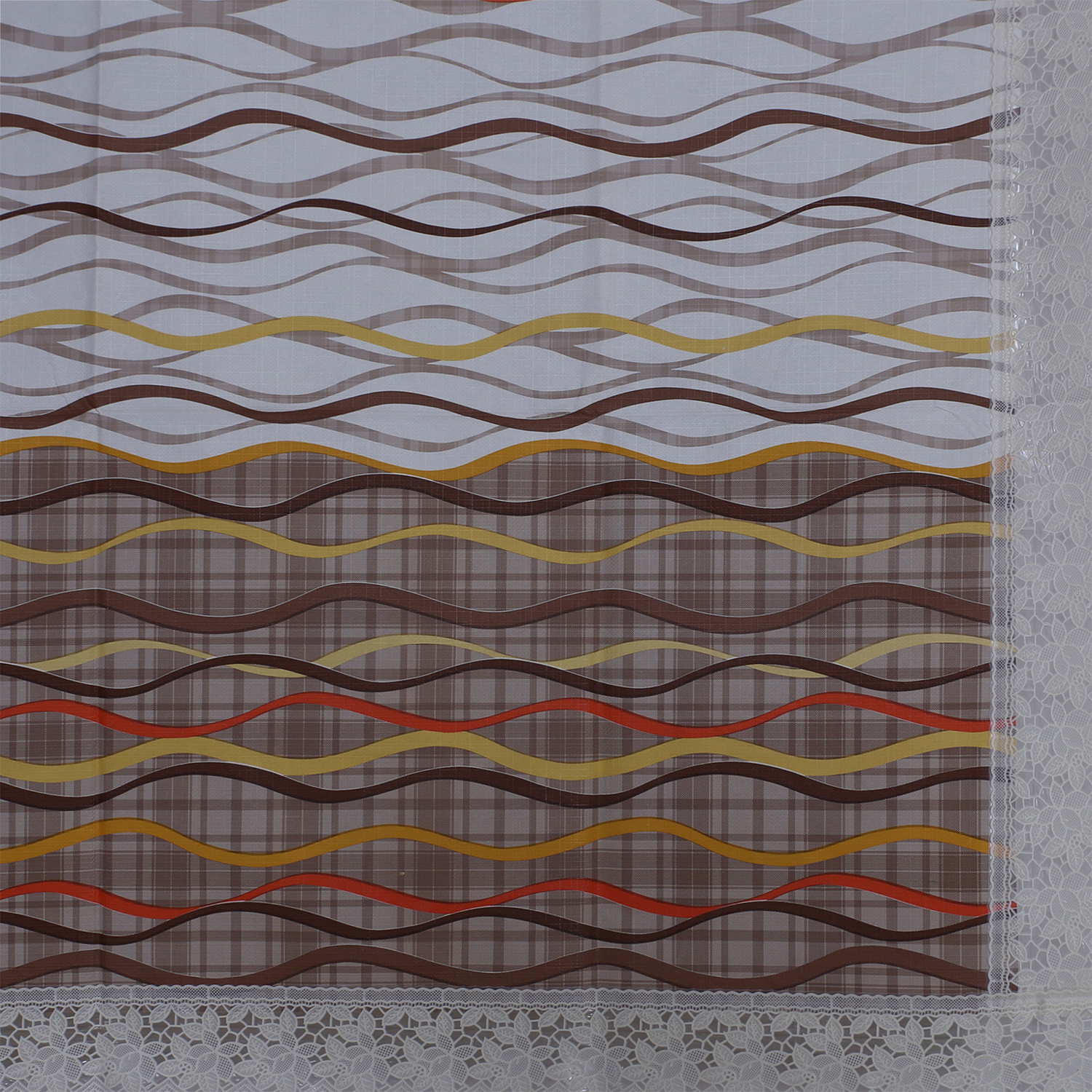 Kuber Industries Center Table Cover|Luxurious Line Pattern PVC Tablecloth|Slip Resistant Protector Table Top Cover With Seamlace Border, 40x60 Inch (Multicolor)