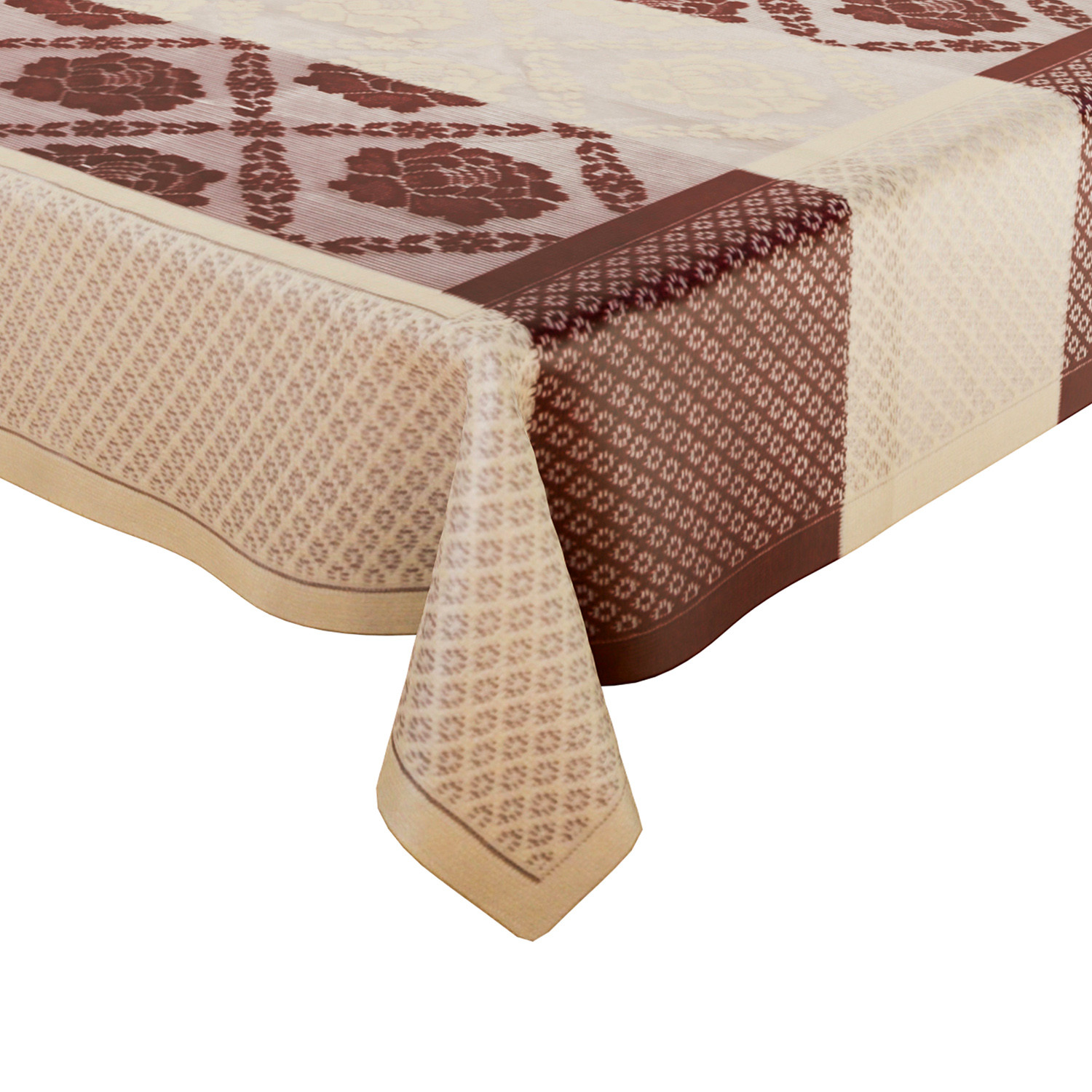Kuber Industries Center Table Cover|Net Table Cloth Dust-Proof Table Cover|Cotton Flower Patta Design Table Cover|40x60 Inch (Maroon & Cream)