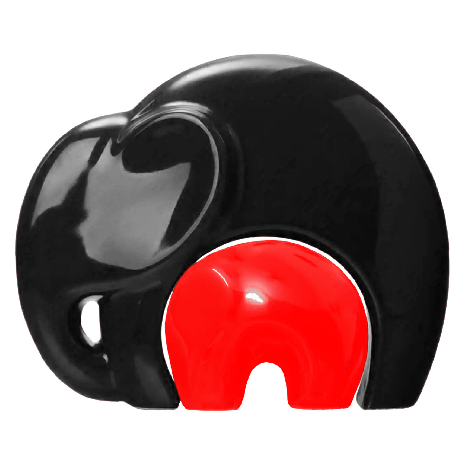 Kuber Industries Ceramic Elephant Mother and Kid Figurine Set For Home Decoration Showpiece (Red & Black)