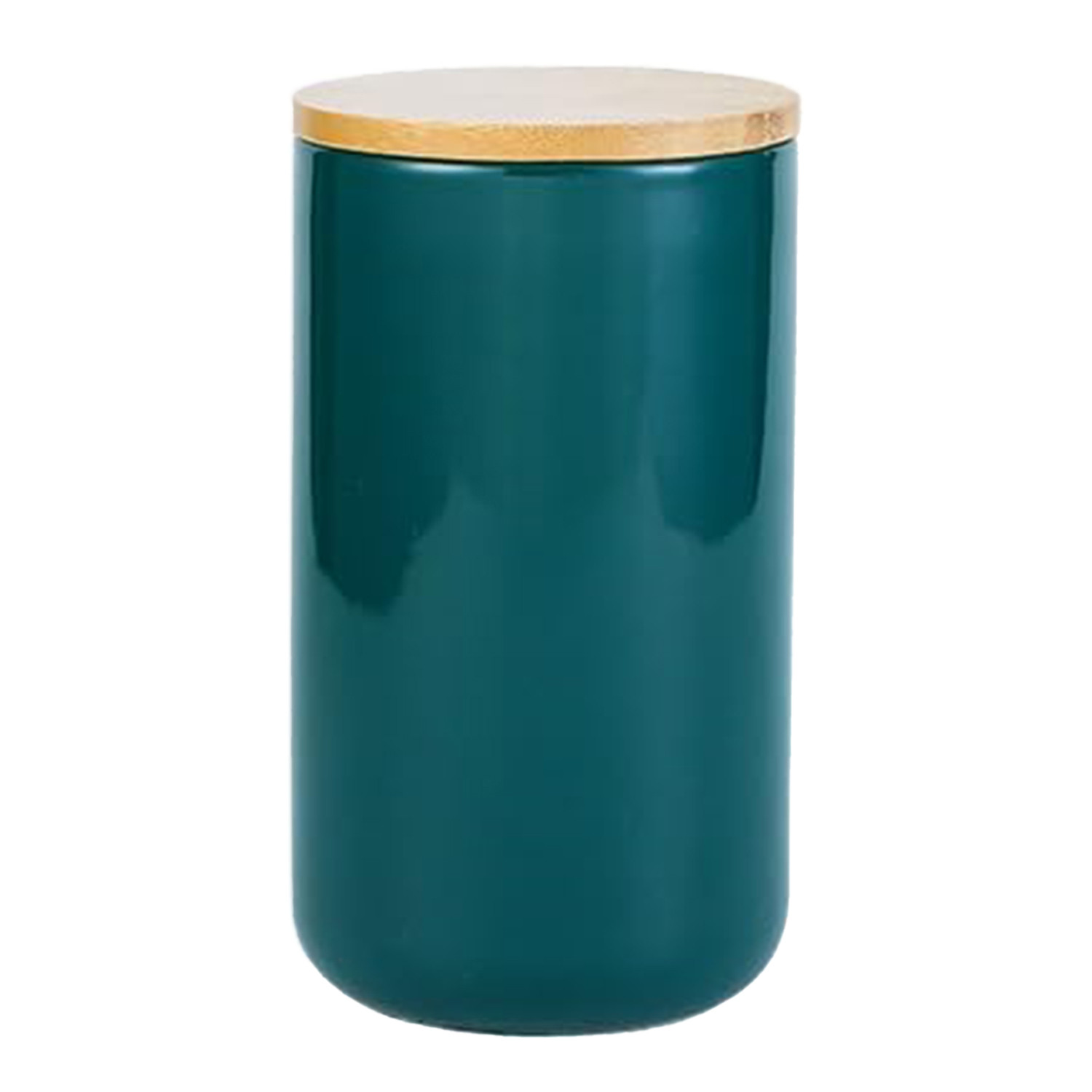 Kuber Industries Ceramic Jar | Food Storage Jar | Kitchen Storage Jar | Round Jar for Home | Sugar Storage Jar | Airtight Bamboo Lid | YX07-L-GN | 1000 ML | Green