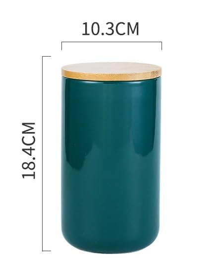 Kuber Industries Ceramic Jar | Food Storage Jar | Kitchen Storage Jar | Round Jar for Home | Sugar Storage Jar | Airtight Bamboo Lid | YX07-L-GN | 1000 ML | Green