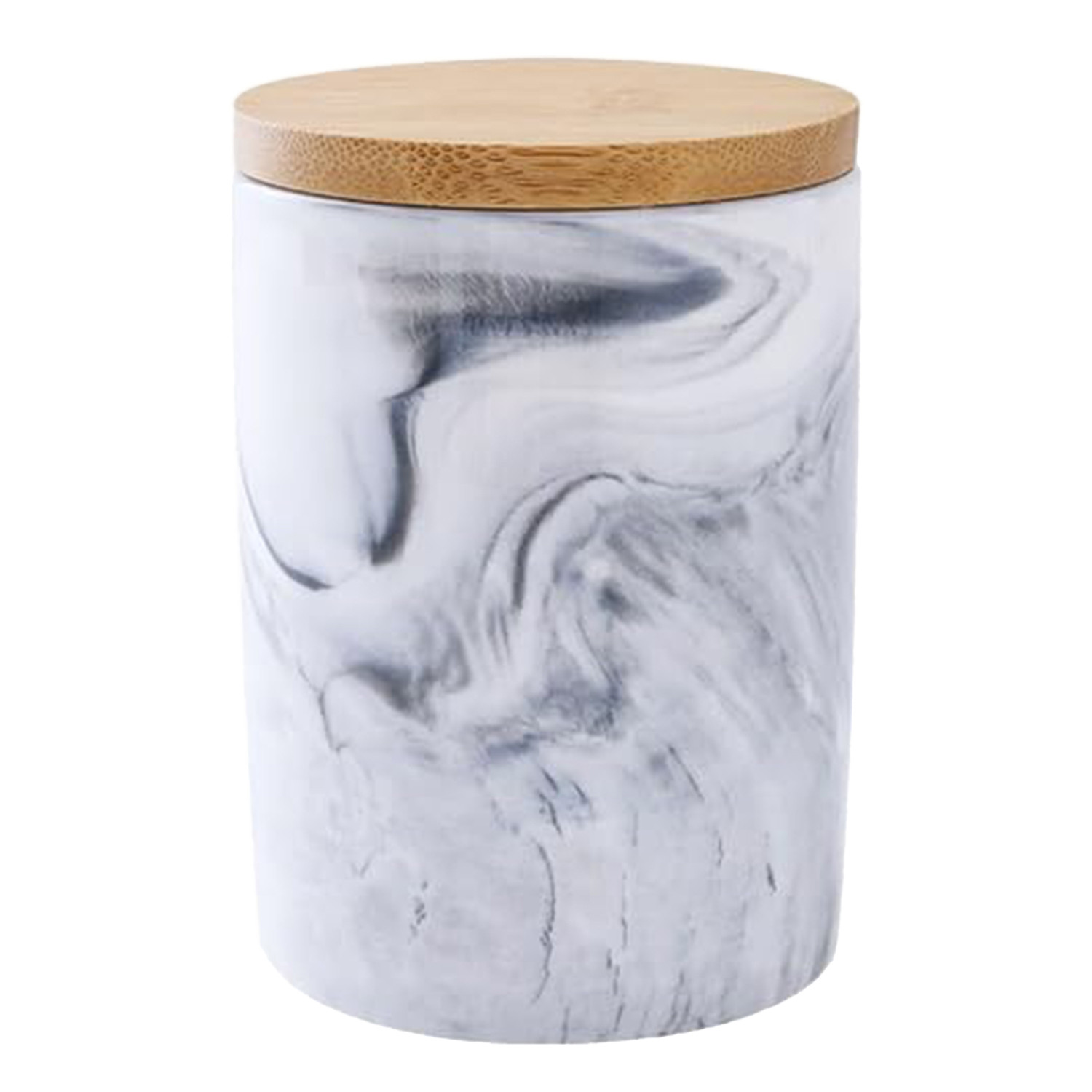 Kuber Industries Ceramic Jar | Food Storage Jar | Kitchen Storage Jar | Round Jar for Home | Sugar Storage Jar | Airtight Bamboo Lid | YX09-M-GY | 400 ML | Gray