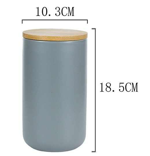 Kuber Industries Ceramic Jar | Food Storage Jar | Kitchen Storage Jar | Round Jar for Home | Sugar Storage Jar | Airtight Bamboo Lid | YX07-L-GY | 1000 ML | Gray