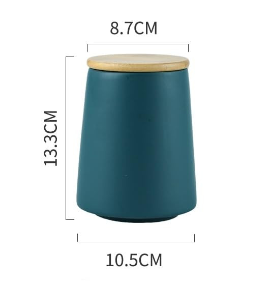 Kuber Industries Ceramic Jar | Food Storage Jar | Kitchen Storage Jar | Round Jar for Home | Sugar Storage Jar | Airtight Bamboo Lid | YX04-3-GN | 3 Piece Set | 500 | 700 | 850 ML | Green
