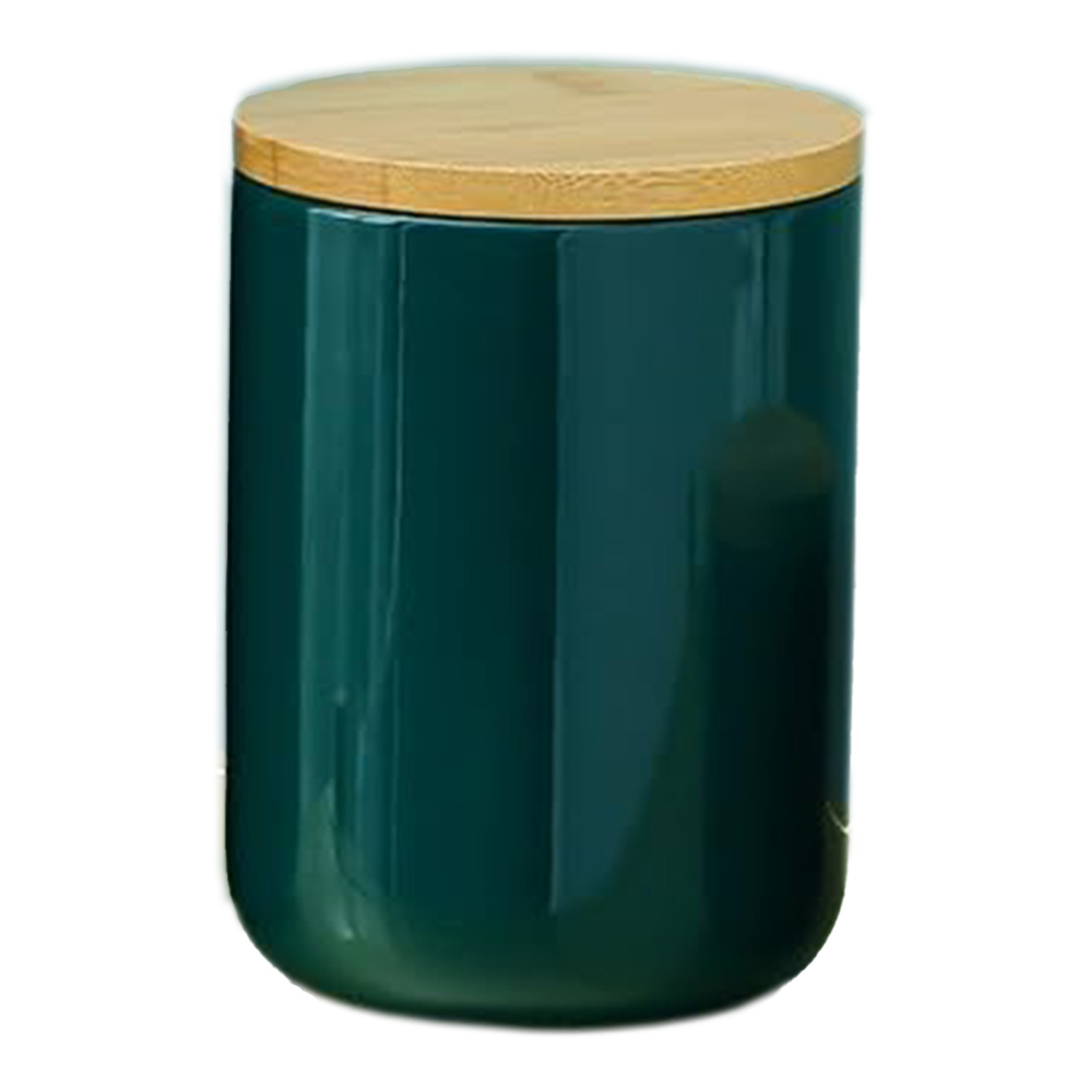 Kuber Industries Ceramic Jar | Food Storage Jar | Kitchen Storage Jar | Round Jar for Home | Sugar Storage Jar | Airtight Bamboo Lid | YX06-M-GN | 800 ML | Green