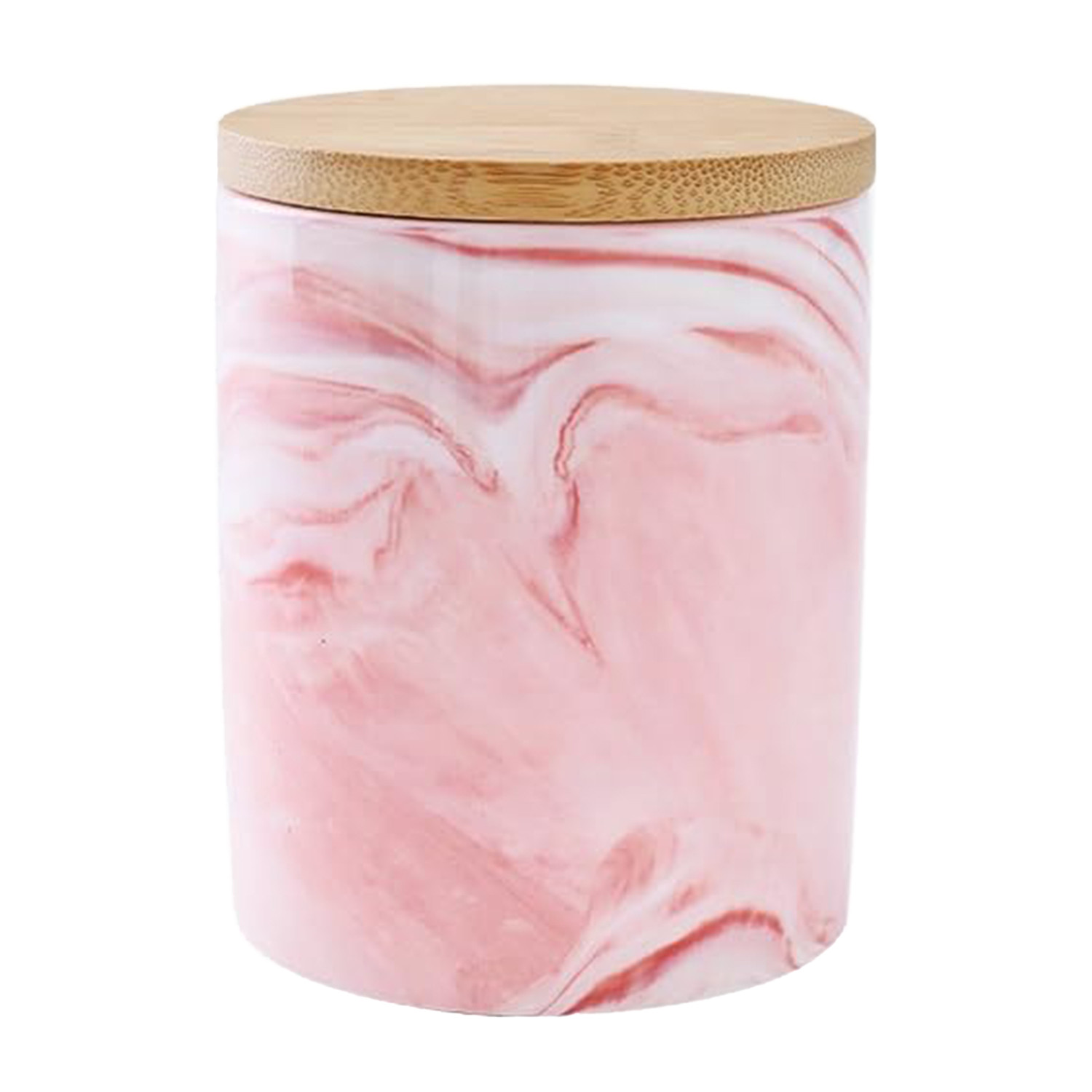 Kuber Industries Ceramic Jar | Food Storage Jar | Kitchen Storage Jar | Round Jar for Home | Sugar Storage Jar | Airtight Bamboo Lid | YX09-M-PK | 400 ML | Pink
