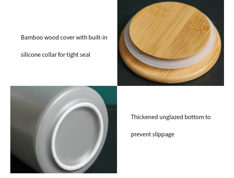 Kuber Industries Ceramic Jar | Food Storage Jar | Kitchen Storage Jar | Round Jar for Home | Sugar Storage Jar | Airtight Bamboo Lid | YX01-S-GY | 500 ML | Gray