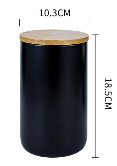 Kuber Industries Ceramic Jar | Food Storage Jar | Kitchen Storage Jar | Round Jar for Home | Sugar Storage Jar | Airtight Bamboo Lid | YX08-3-BK | 3 Piece Set | 260 | 800 | 1000 ML | Black