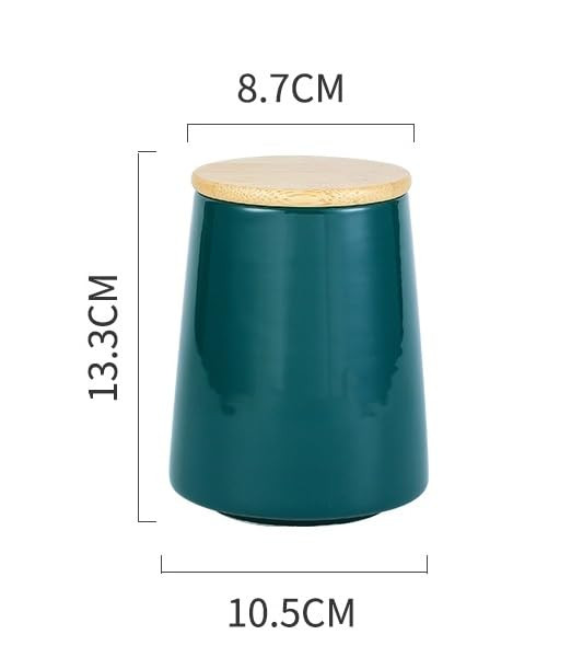 Kuber Industries Ceramic Jar | Food Storage Jar | Kitchen Storage Jar | Round Jar for Home | Sugar Storage Jar | Airtight Bamboo Lid | YX02-M-GN | 700 ML | Green