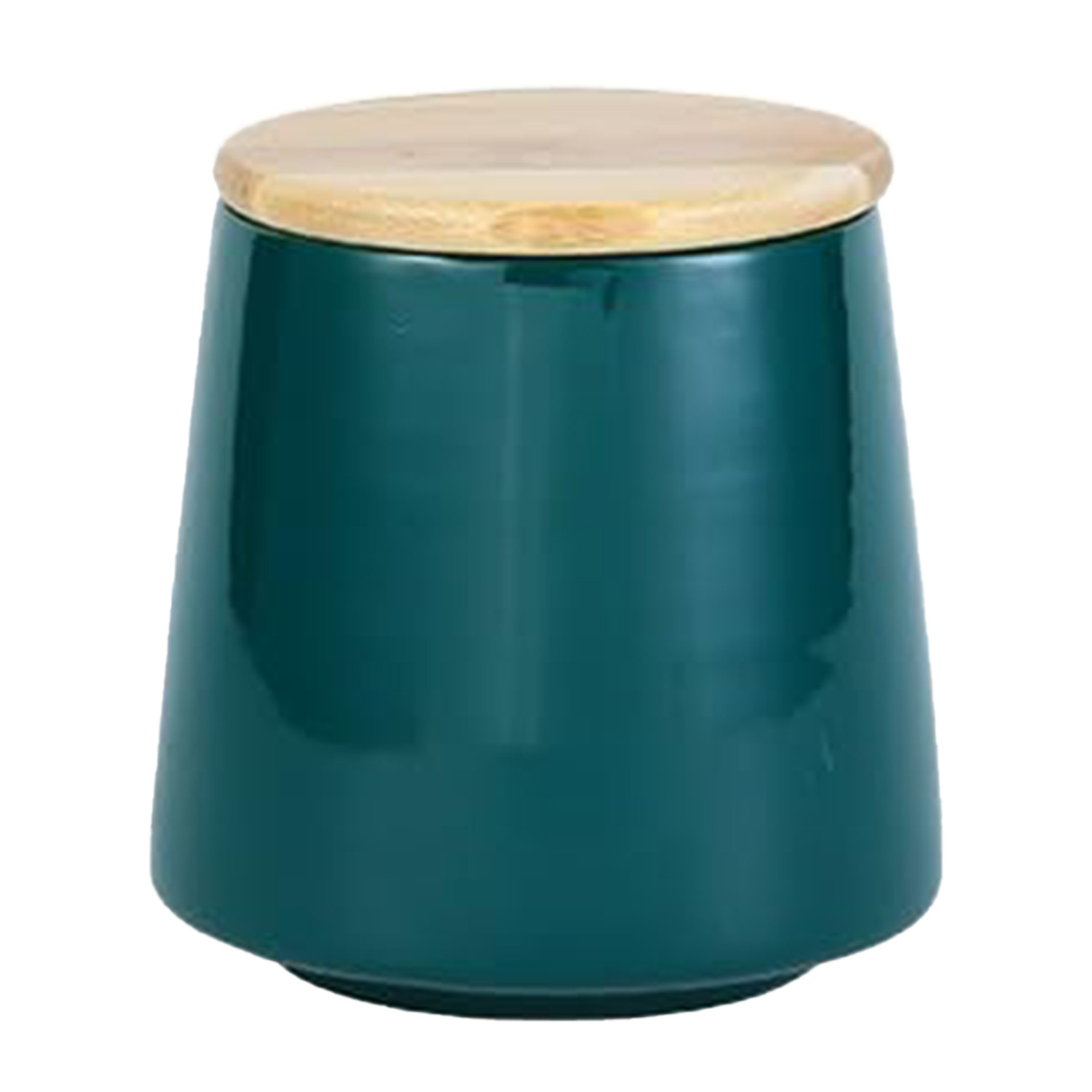 Kuber Industries Ceramic Jar | Food Storage Jar | Kitchen Storage Jar | Round Jar for Home | Sugar Storage Jar | Airtight Bamboo Lid | YX01-S-GN | 500 ML | Green