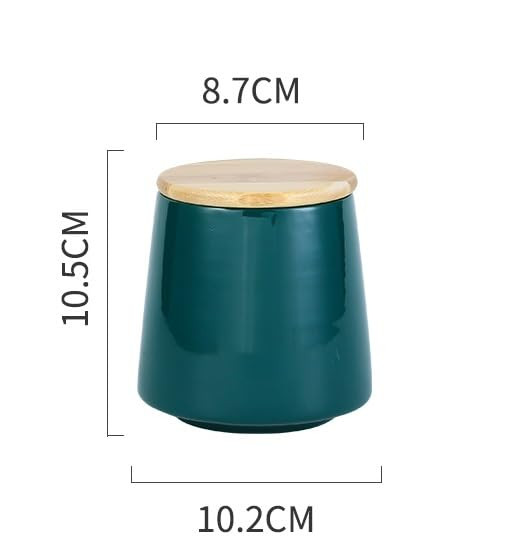 Kuber Industries Ceramic Jar | Food Storage Jar | Kitchen Storage Jar | Round Jar for Home | Sugar Storage Jar | Airtight Bamboo Lid | YX01-S-GN | 500 ML | Green