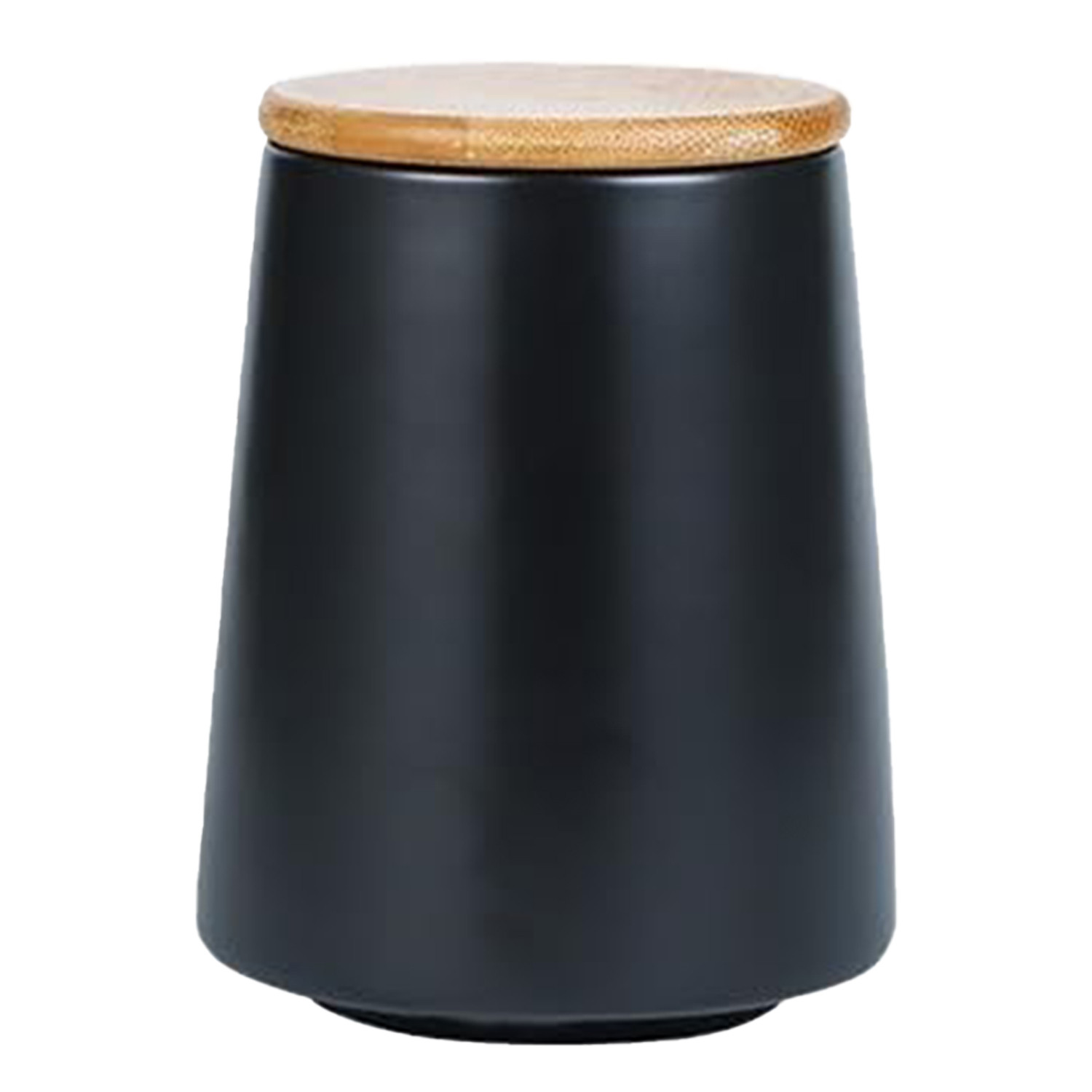 Kuber Industries Ceramic Jar | Food Storage Jar | Kitchen Storage Jar | Round Jar for Home | Sugar Storage Jar | Airtight Bamboo Lid | YX01-S-BK | 500 ML | Black