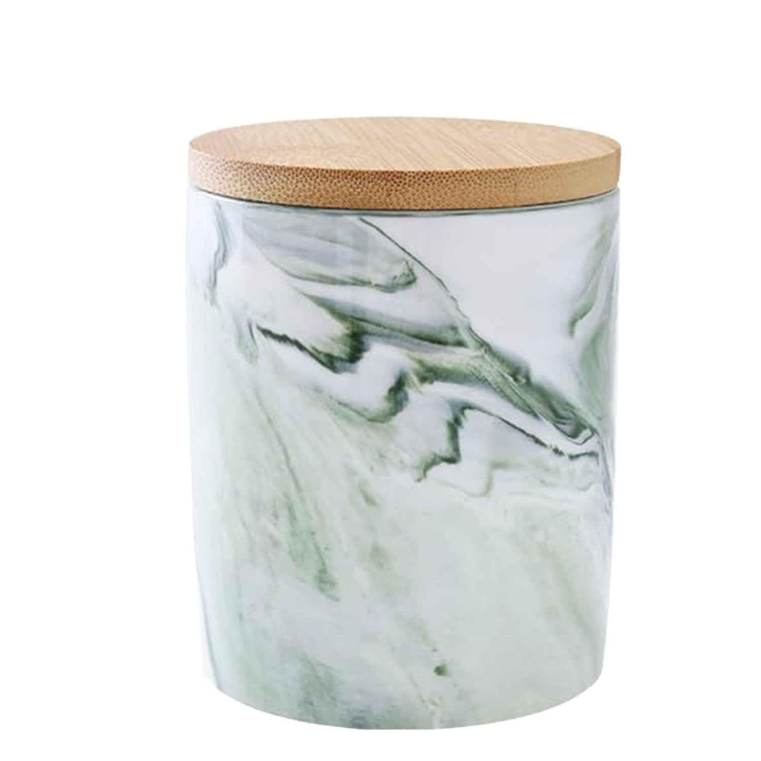 Kuber Industries Ceramic Jar | Food Storage Jar | Kitchen Storage Jar | Round Jar for Home | Sugar Storage Jar | Airtight Bamboo Lid | YX09-M-GN | 400 ML | Green