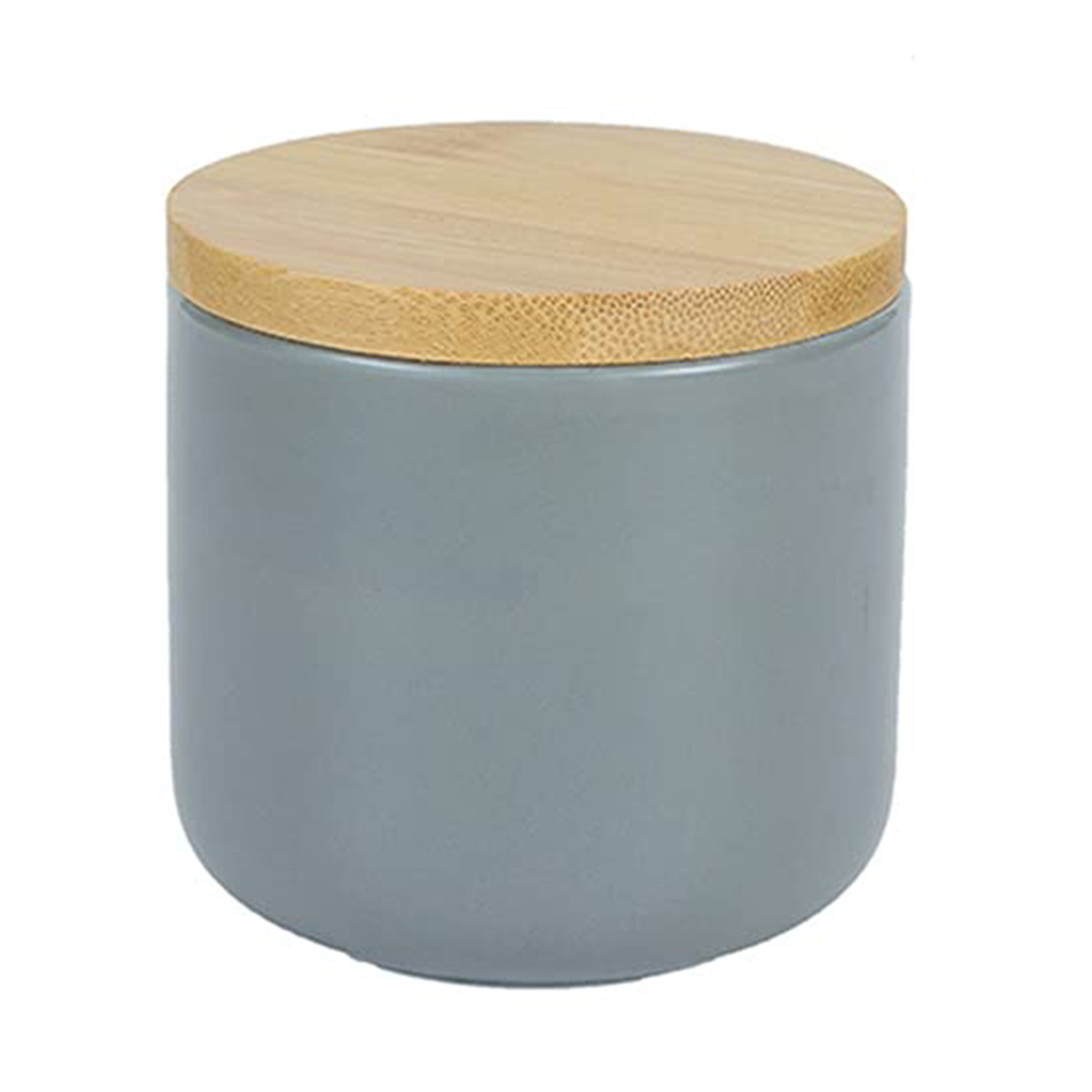 Kuber Industries Ceramic Jar | Food Storage Jar | Kitchen Storage Jar | Round Jar for Home | Sugar Storage Jar | Airtight Bamboo Lid | YX05-S-GY | 260 ML | Gray