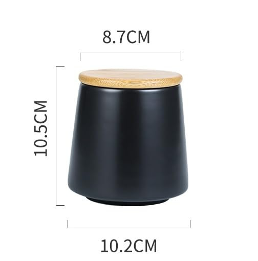 Kuber Industries Ceramic Jar | Food Storage Jar | Kitchen Storage Jar | Round Jar for Home | Sugar Storage Jar | Airtight Bamboo Lid | YX04-3-BK | 3 Piece Set | 500 | 700 | 850 ML | Black