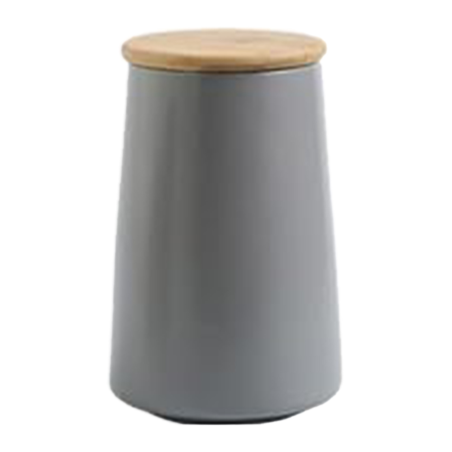 Kuber Industries Ceramic Jar | Food Storage Jar | Kitchen Storage Jar | Round Jar for Home | Sugar Storage Jar | Airtight Bamboo Lid | YX03-L-GY | 850 ML | Gray