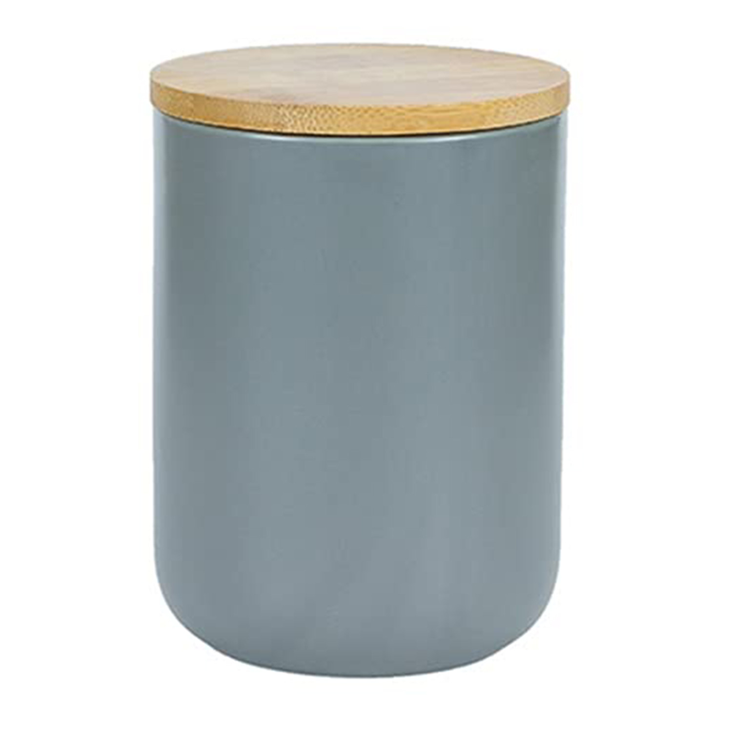 Kuber Industries Ceramic Jar | Food Storage Jar | Kitchen Storage Jar | Round Jar for Home | Sugar Storage Jar | Airtight Bamboo Lid | YX06-M-GY | 800 ML | Gray