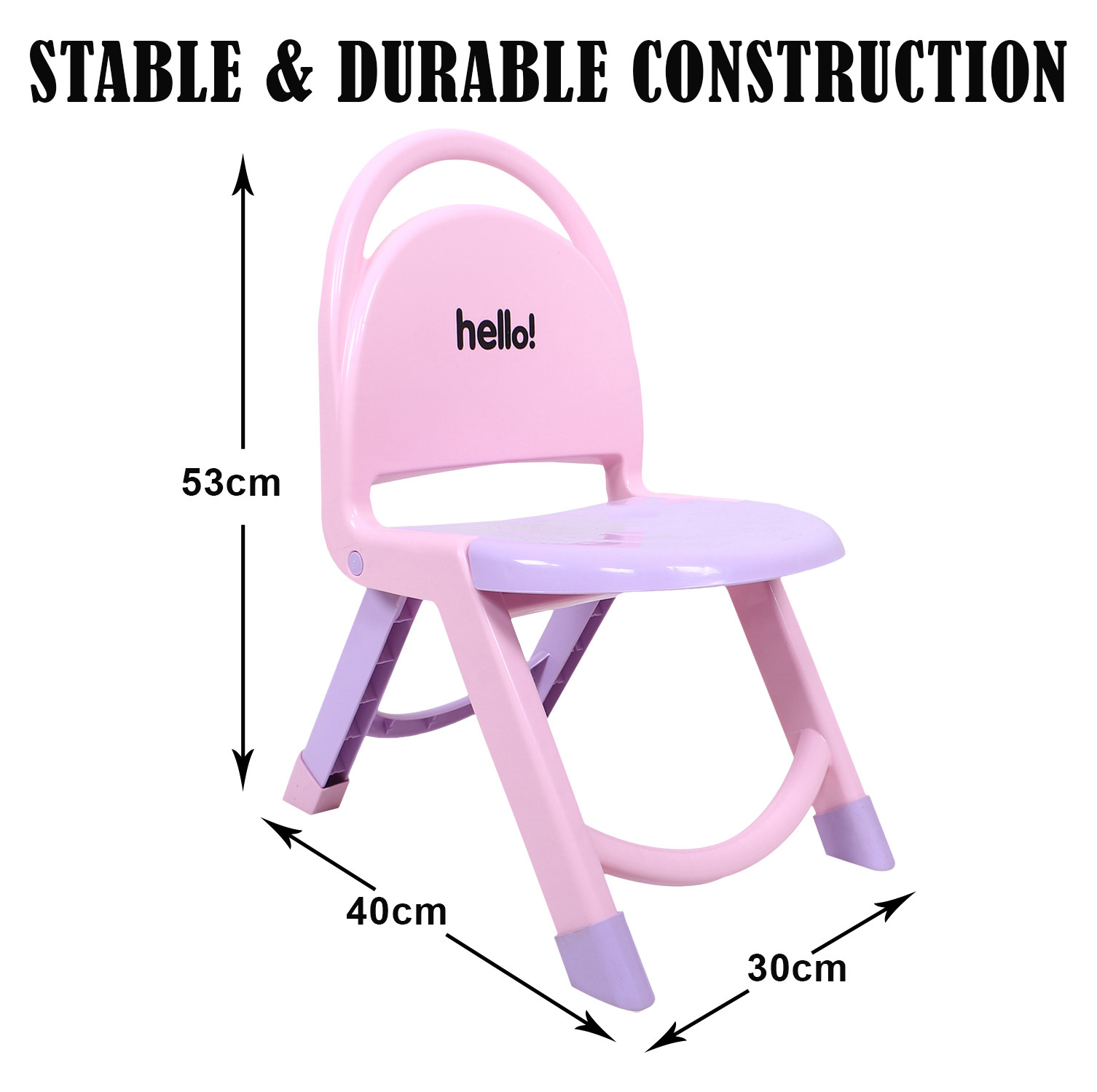 Kuber Industries Chair for Kids | Plastic Kids Foldable Chair | Baby Chair | School Study Chair | Toddler Chair | Indoor or Outdoor Use for Kids | Capacity 80 Kg | Purple & Pink