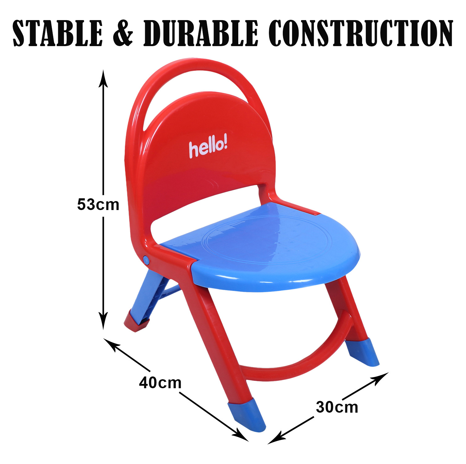 Kuber Industries Chair for Kids | Plastic Kids Foldable Chair | Baby Chair | School Study Chair | Toddler Chair | Indoor or Outdoor Use for Kids | Capacity 80 Kg | Red & Blue