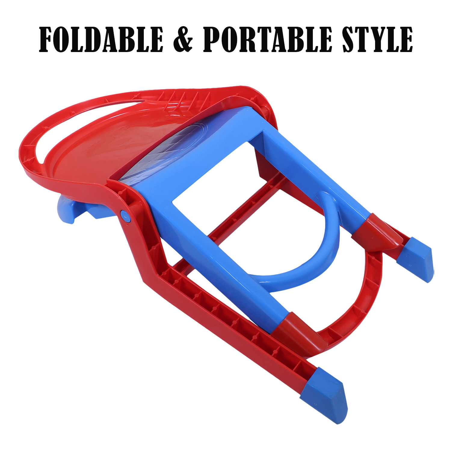 Kuber Industries Chair for Kids | Plastic Kids Foldable Chair | Baby Chair | School Study Chair | Toddler Chair | Indoor or Outdoor Use for Kids | Capacity 80 Kg | Red & Blue