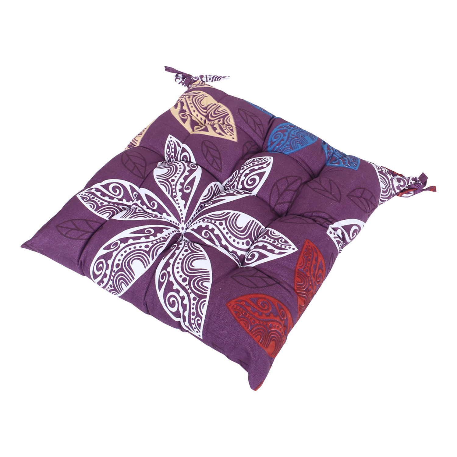 Kuber Industries Chair pad | Glance Cotton Square Seat Cushion | Chair pad for Chair | Chair Back Rest Pillow | Flower Chair pad for Meditation | Yoga | Living Room | Purple