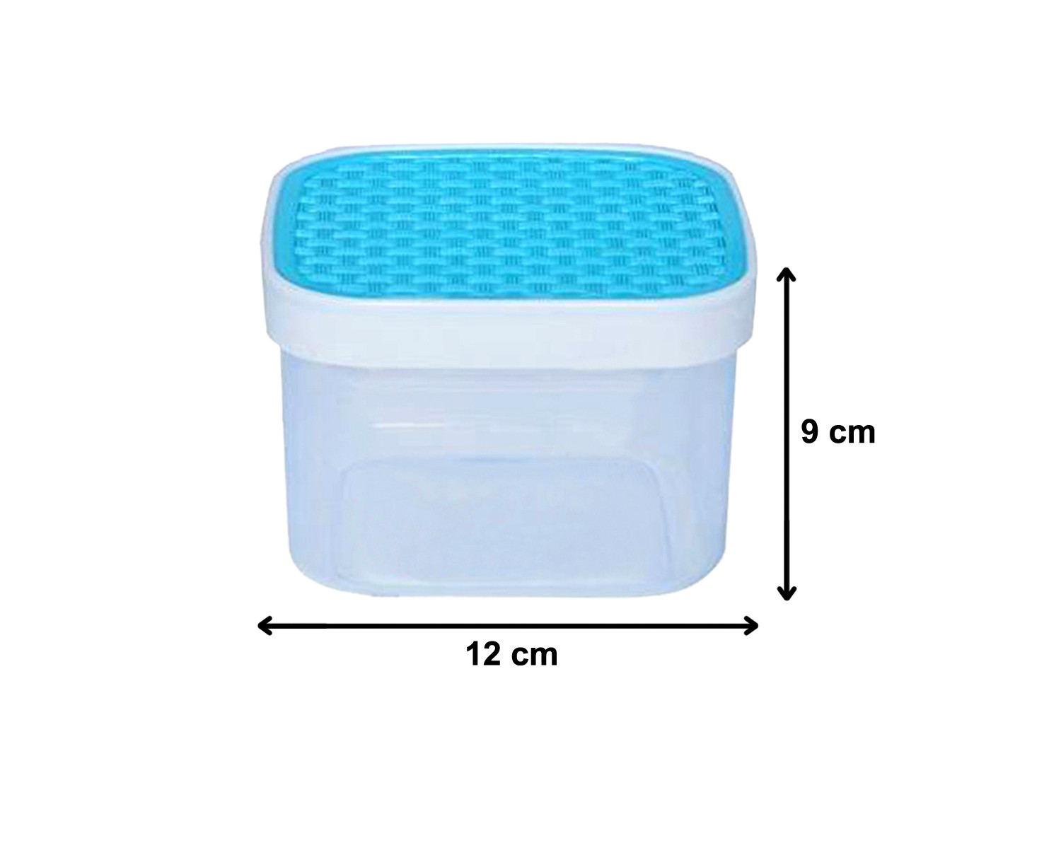 Kuber Industries Check Deisgn Lid  Multi Purpose Plastic Container,1200ml, Set of 12 (Grey & Blue)
