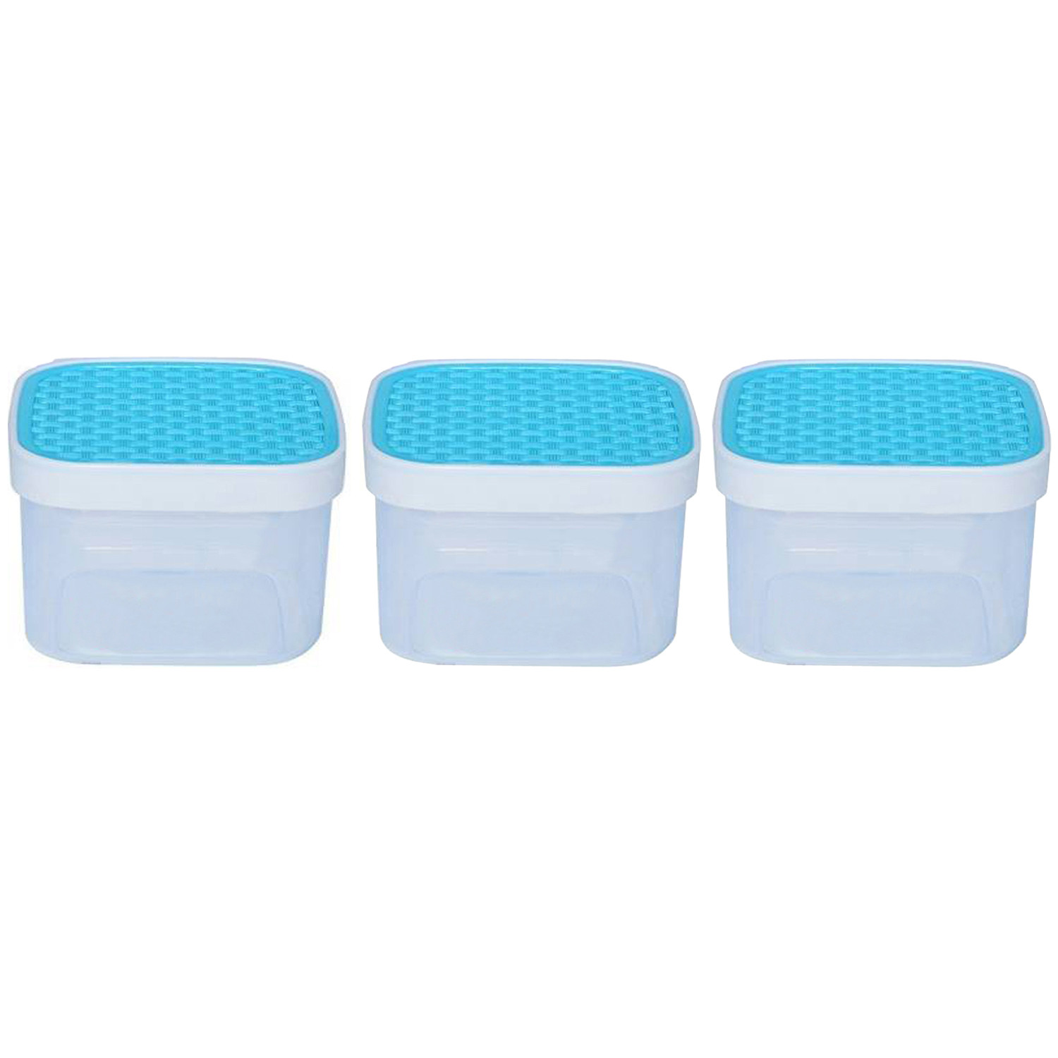 Kuber Industries Check Deisgn Lid  Multi Purpose Plastic Container,1200ml, Set of 12 (Grey & Blue)