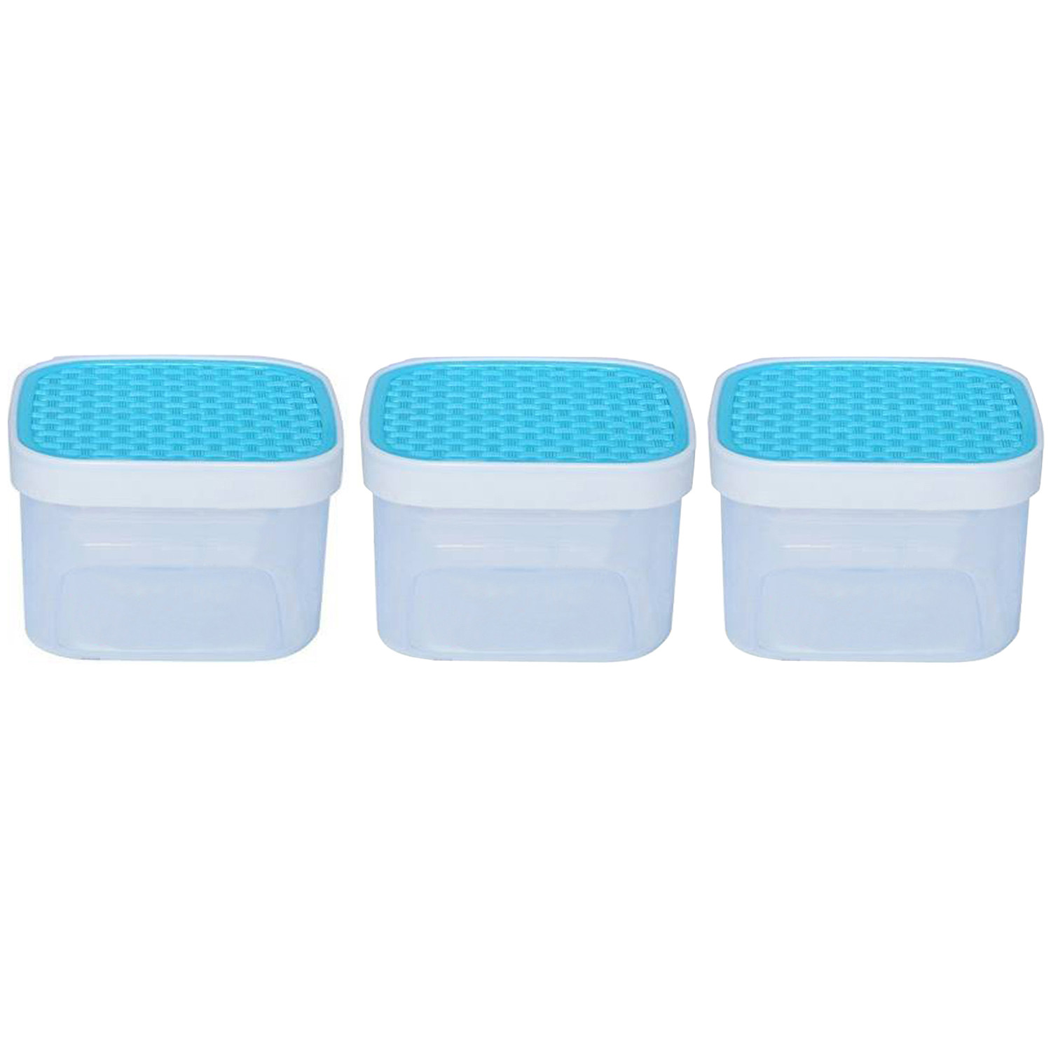 Kuber Industries Check Deisgn Lid  Multi Purpose Plastic Container,1200ml, Set of 12 (White & Blue)