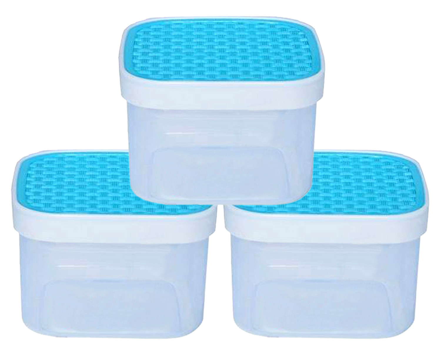 Kuber Industries Check Deisgn Lid  Multi Purpose Plastic Container,1200ml,(Blue)