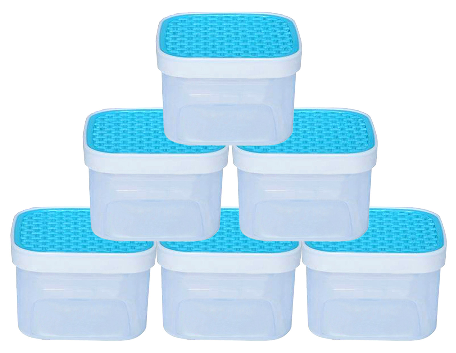 Kuber Industries Check Deisgn Lid  Multi Purpose Plastic Container,1200ml,(Blue)