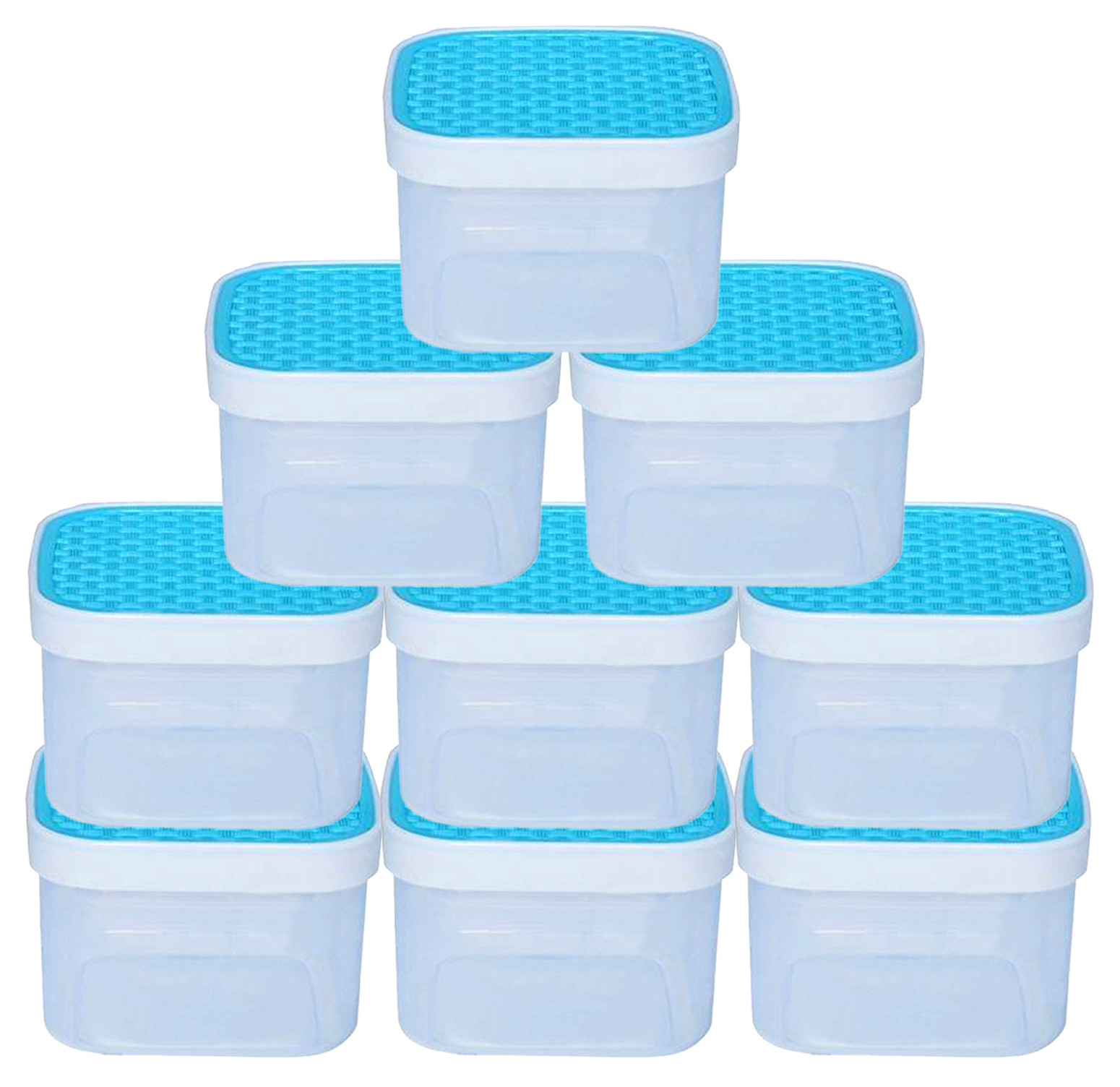Kuber Industries Check Deisgn Lid  Multi Purpose Plastic Container,1200ml,(Blue)