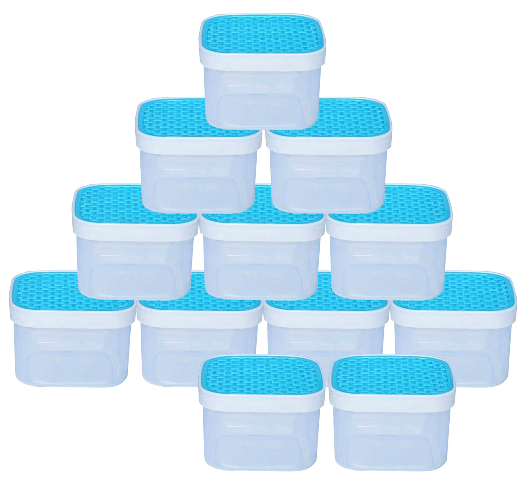 Kuber Industries Check Deisgn Lid  Multi Purpose Plastic Container,1200ml,(Blue)