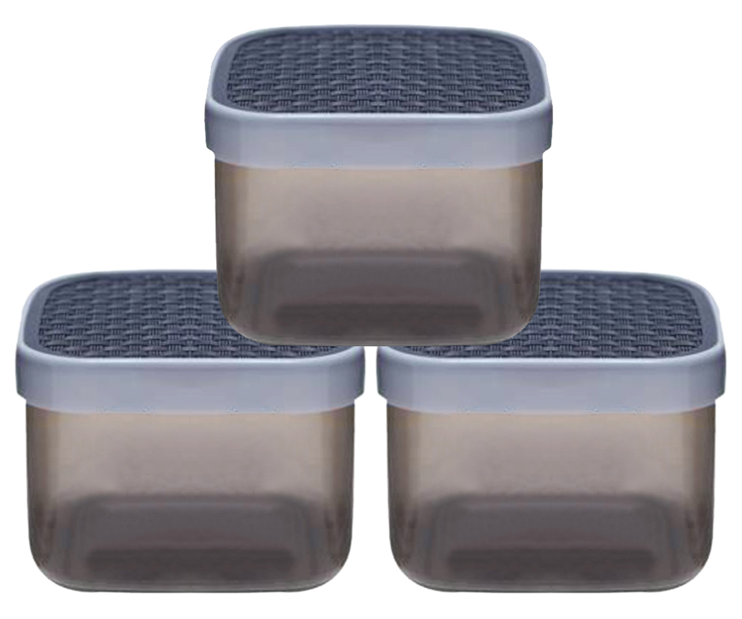 Kuber Industries Check Deisgn Lid  Multi Purpose Plastic Container,1200ml,(Grey)
