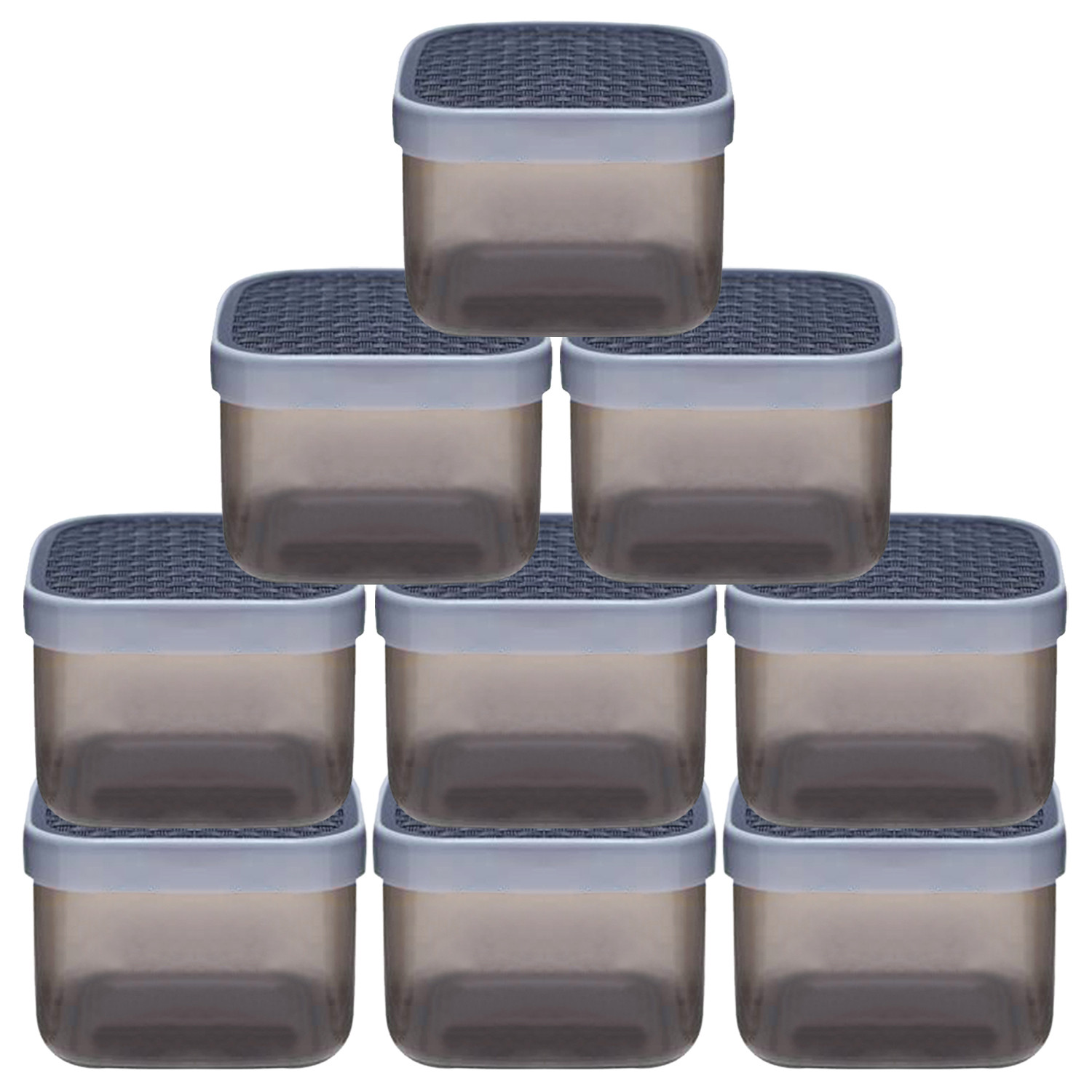 Kuber Industries Check Deisgn Lid  Multi Purpose Plastic Container,1200ml,(Grey)