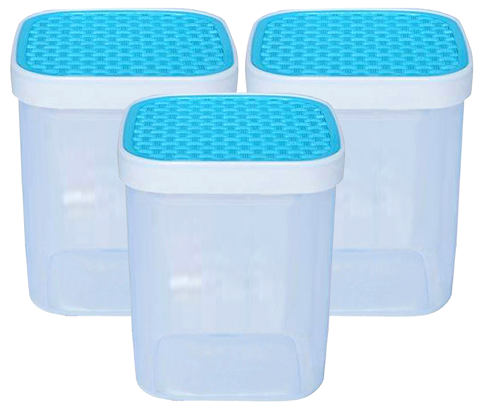 Kuber Industries Check Deisgn Lid  Multi Purpose Plastic Container,1500ml,(Blue)