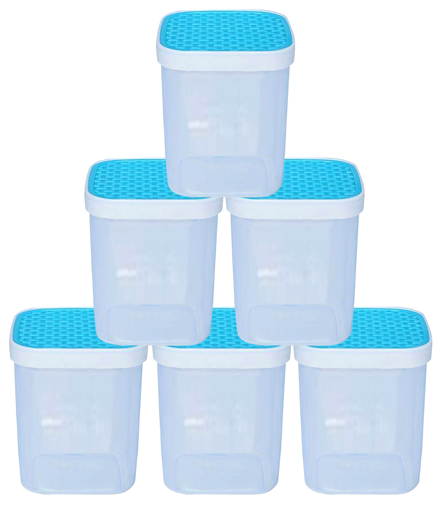 Kuber Industries Check Deisgn Lid  Multi Purpose Plastic Container,1500ml,(Blue)