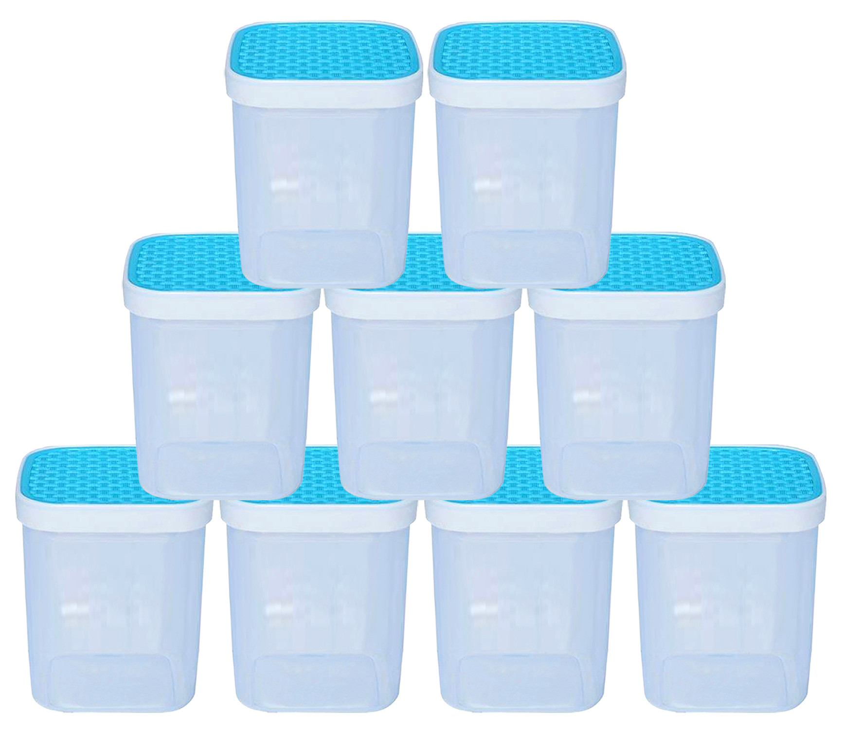 Kuber Industries Check Deisgn Lid  Multi Purpose Plastic Container,1500ml,(Blue)