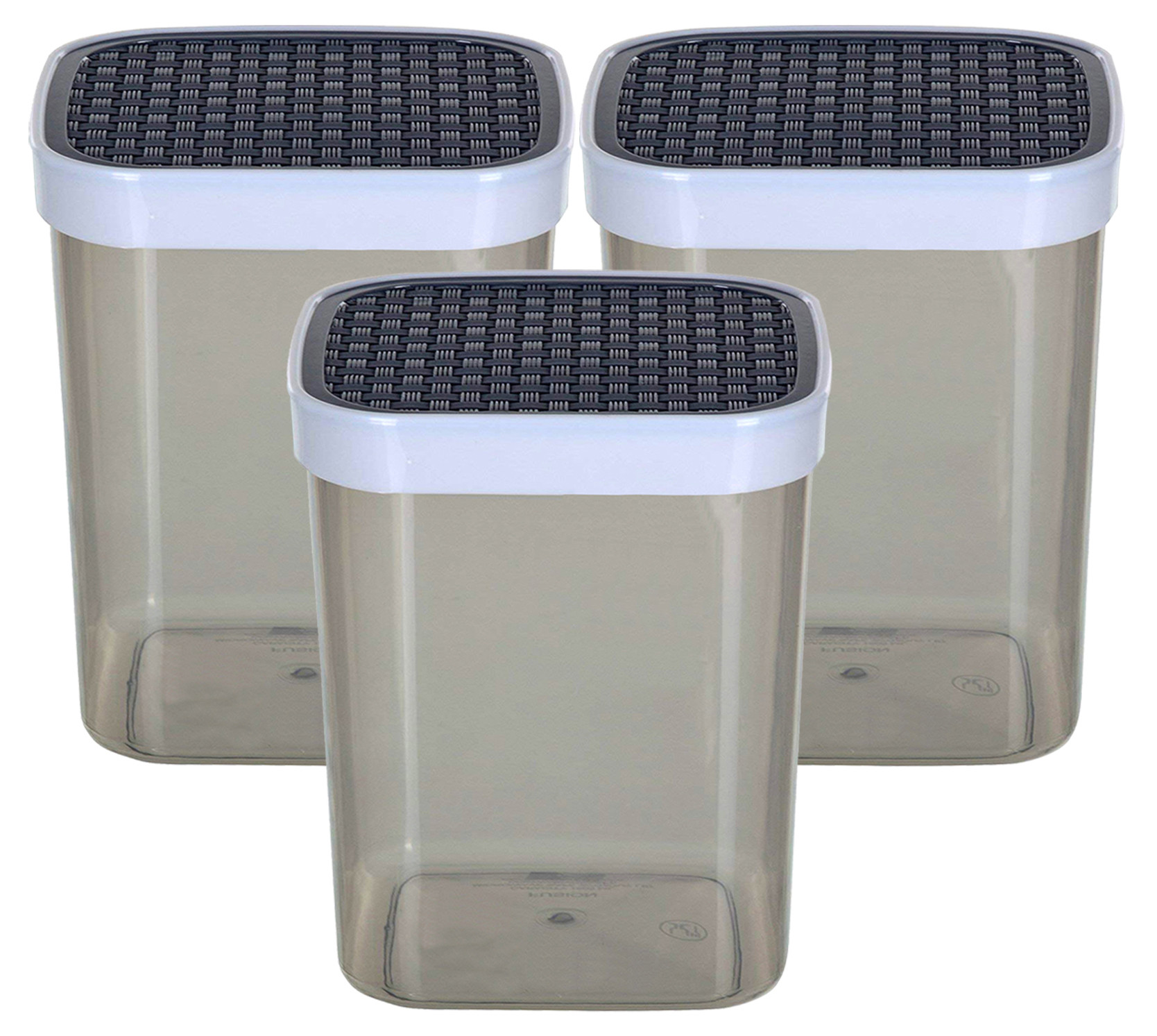 Kuber Industries Check Deisgn Lid  Multi Purpose Plastic Container,1500ml,(Grey & Blue)