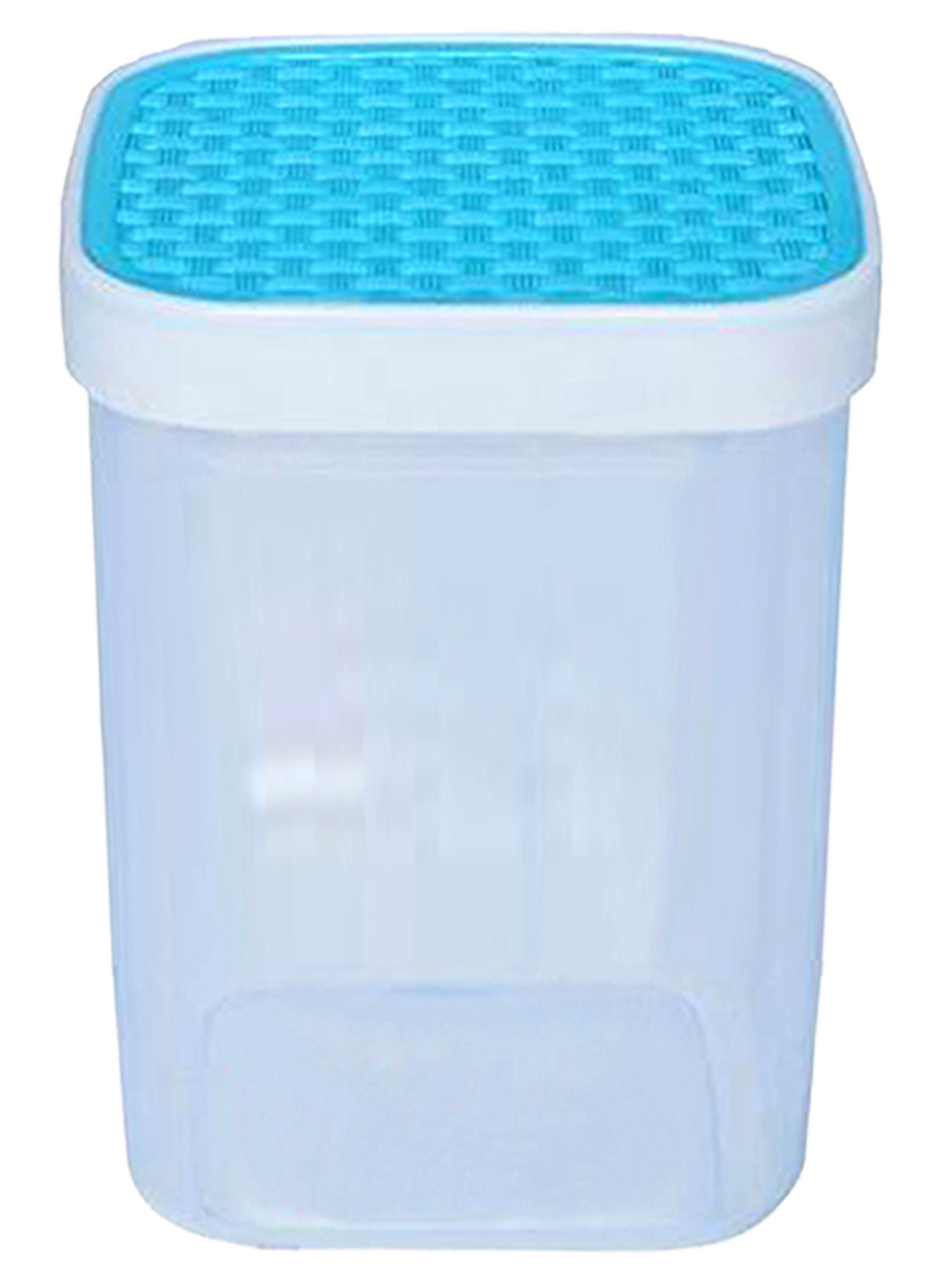 Kuber Industries Check Deisgn Lid  Multi Purpose Plastic Container,1500ml,(Grey & Blue)