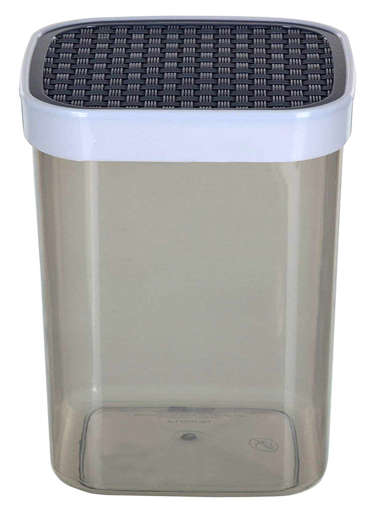 Kuber Industries Check Deisgn Lid  Multi Purpose Plastic Container,1500ml,(Grey & Blue)