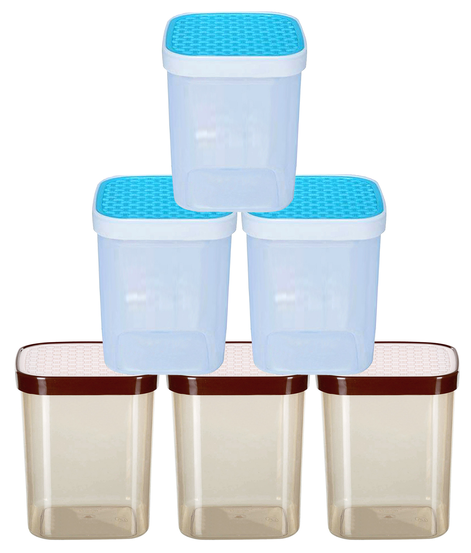 Kuber Industries Check Deisgn Lid  Multi Purpose Plastic Container,1500ml,(White & Blue)