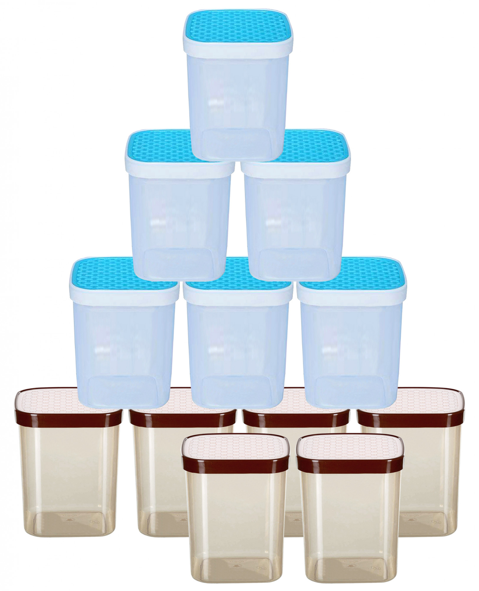 Kuber Industries Check Deisgn Lid  Multi Purpose Plastic Container,1500ml,(White & Blue)